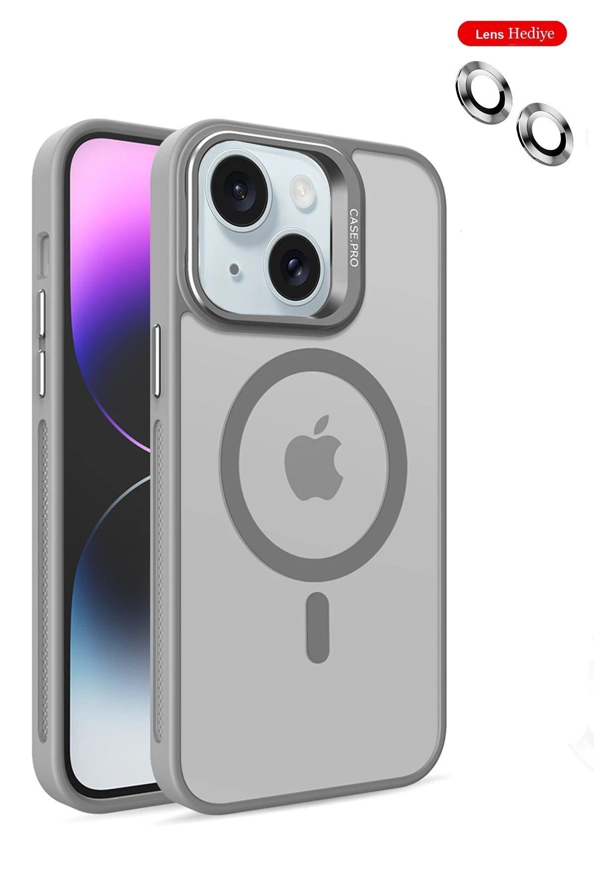 Joko iPhone 14 Kılıf Flet Lens Magsafe Kapak - Gri