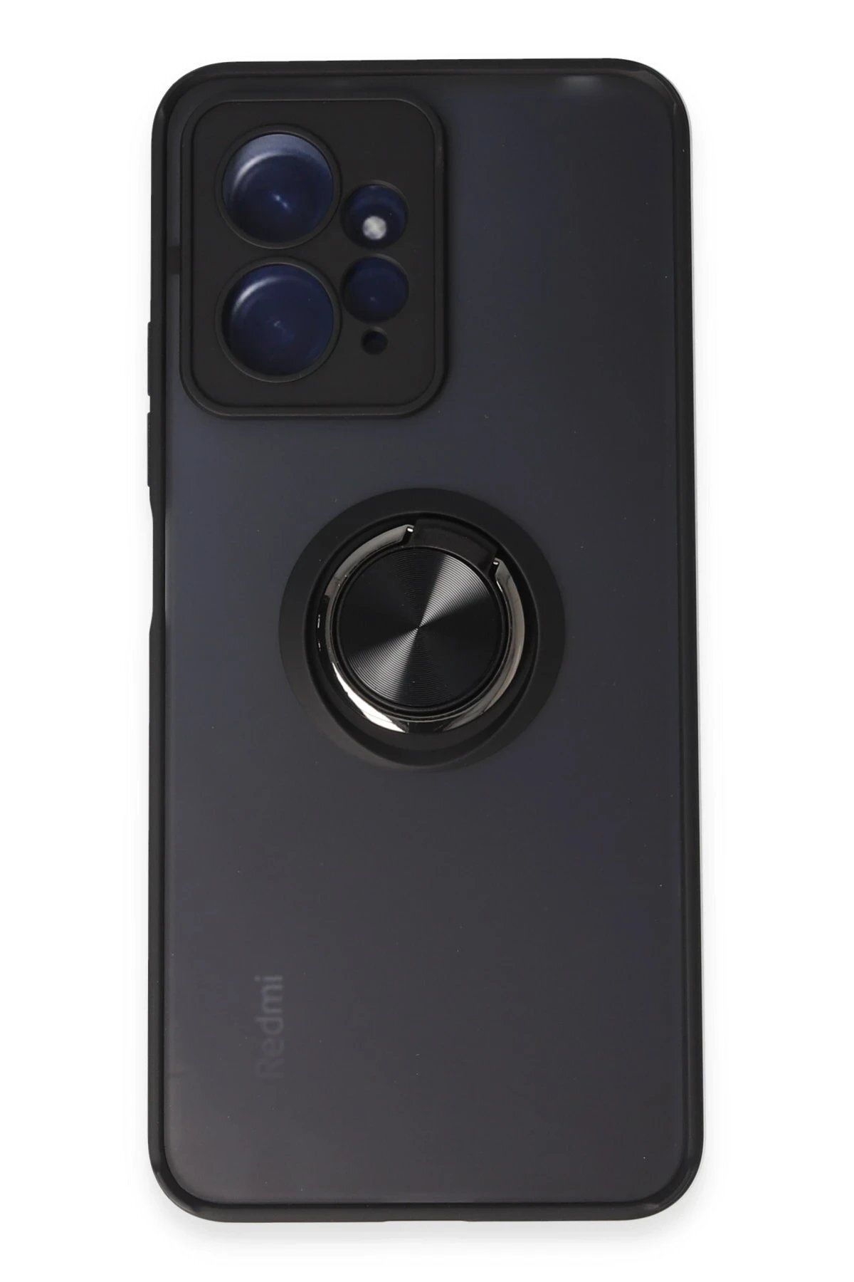 CepteToptan Newface Xiaomi Redmi Note 12 4G Kılıf Montreal Yüzüklü Silikon Kapak - Siyah