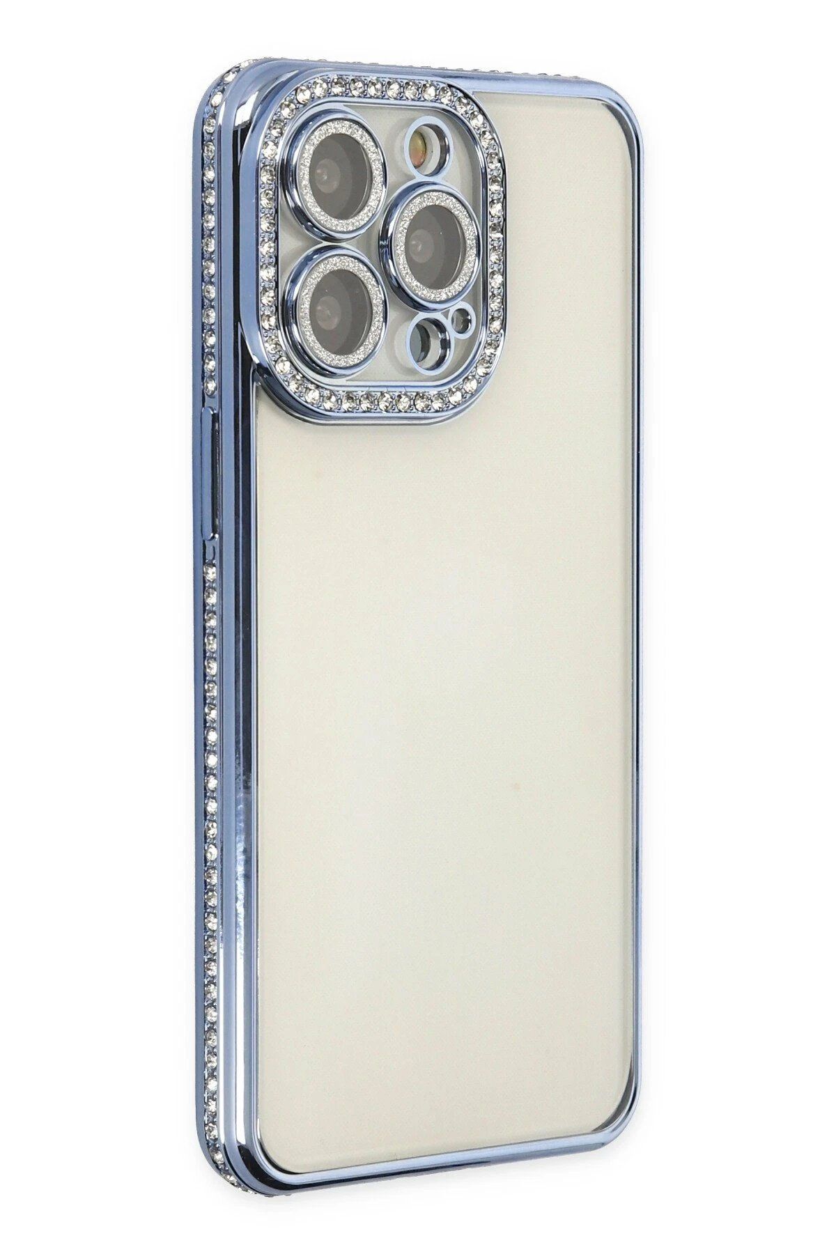 CepteToptan Newface iPhone 14 Pro Kılıf Joke Taşlı Silikon - Mavi