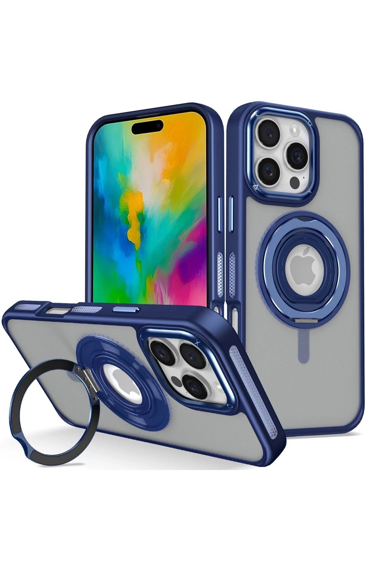 CepteToptan Joko iPhone 16 Pro Banza Magsafe Standlı Kapak - Lacivert