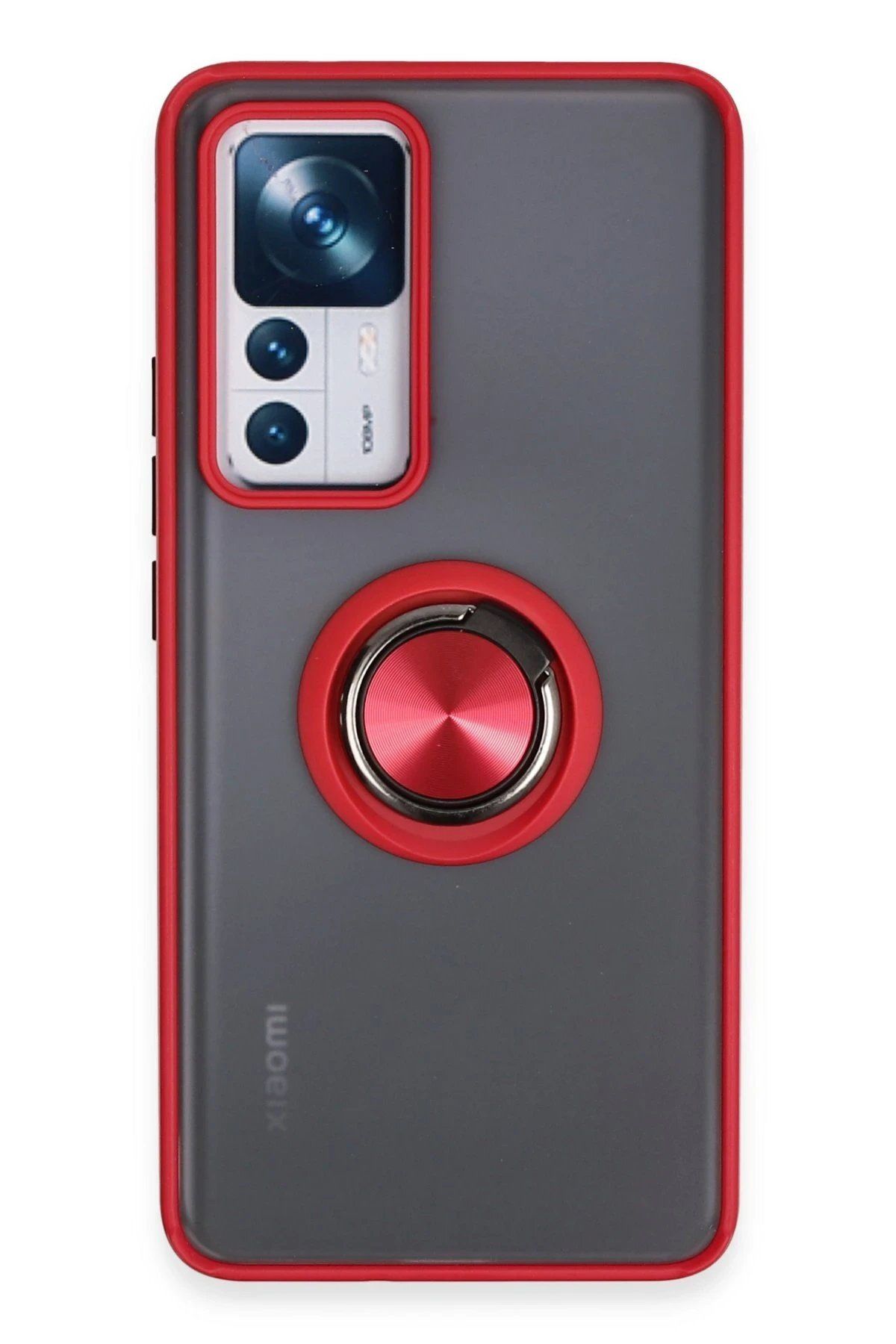 CepteToptan Newface Xiaomi Mi 12T Pro Kılıf Montreal Yüzüklü Silikon Kapak - Kırmızı
