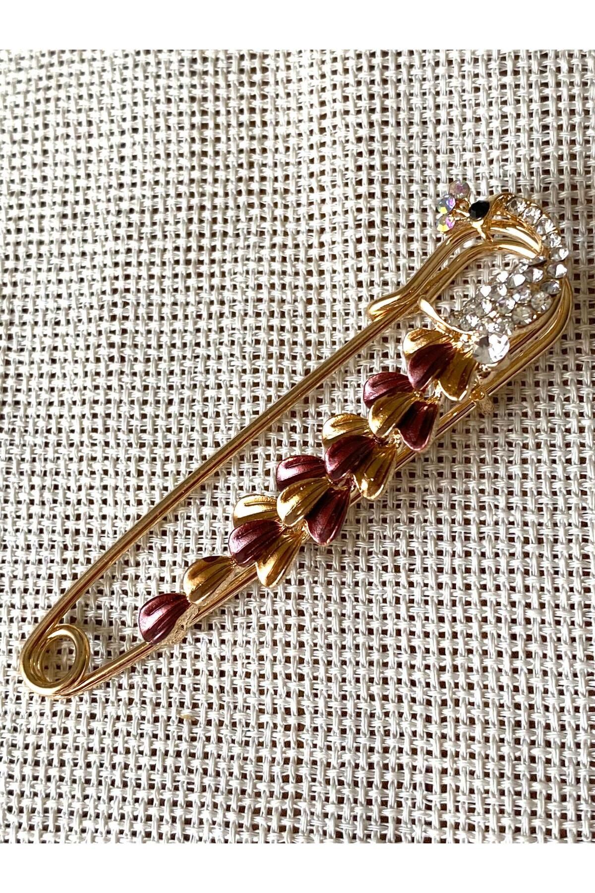312 KONSEPT Kuğu Detaylı Şık Yaka İğnesi-Broş ( 7x2 Cm) 1 Adet