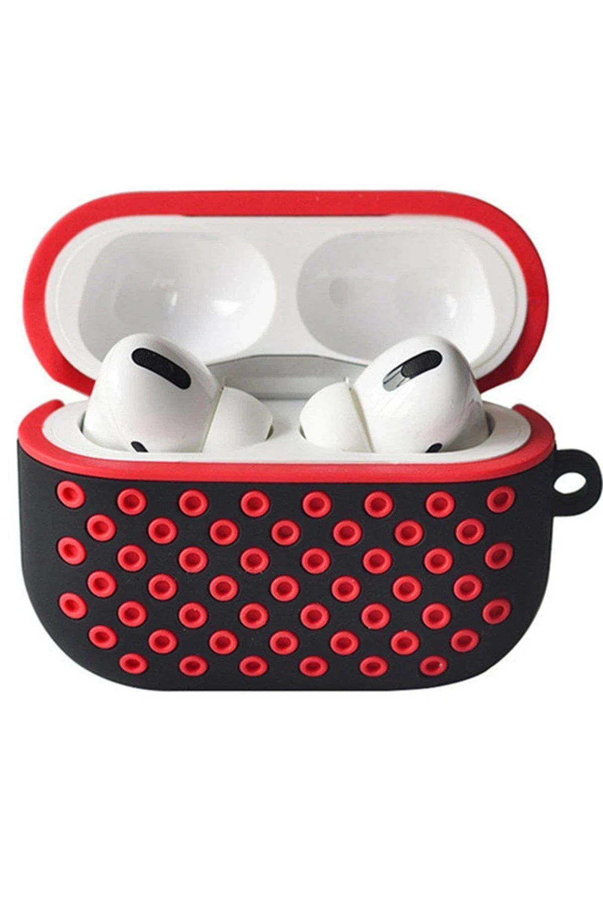 CepteToptan Newface Airpods Pro 2 (2.nesil) Spor Delikli Kılıf - Siyah-Kırmızı