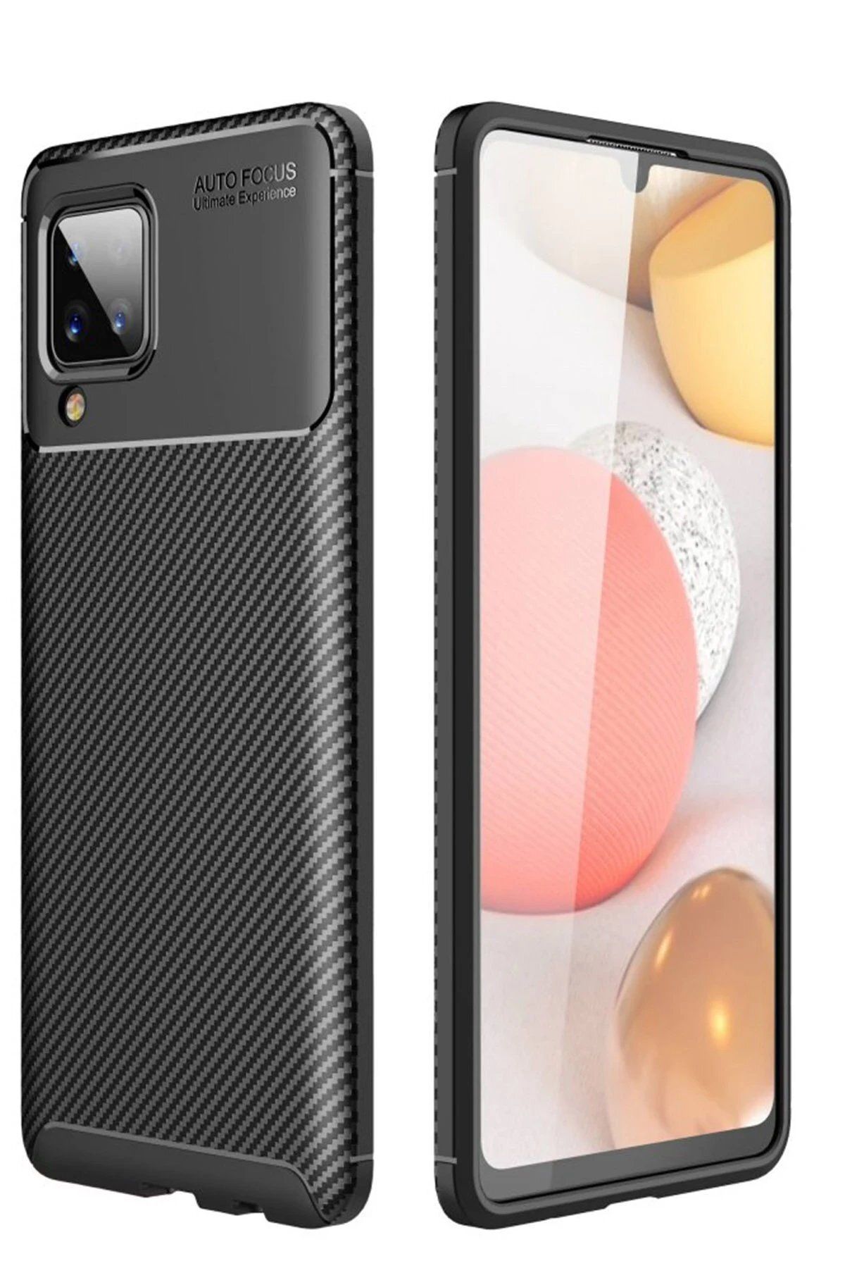 CepteToptan Newface Samsung Galaxy A22 Kılıf Auto Focus Karbon Kapak - Siyah