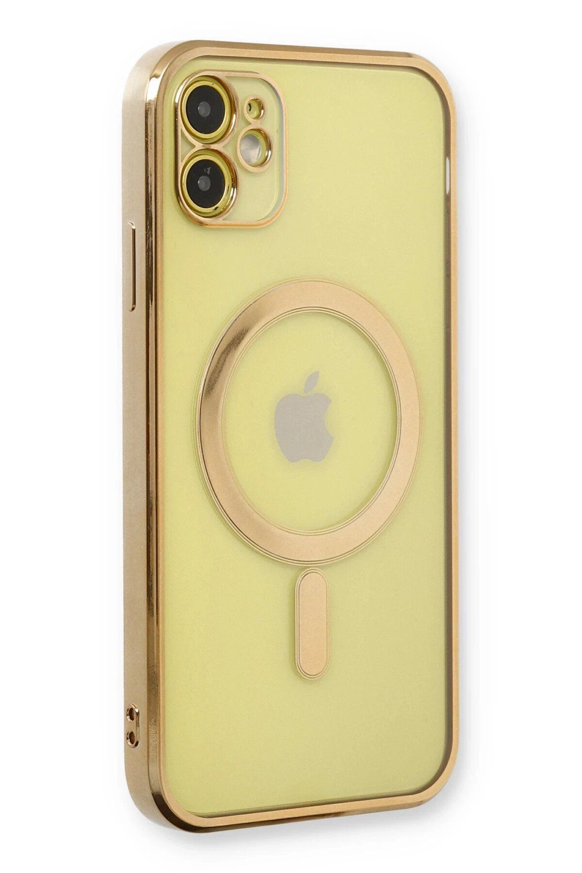 CepteToptan Newface iPhone 12 Kılıf Magneticsafe Lazer Silikon - Gold