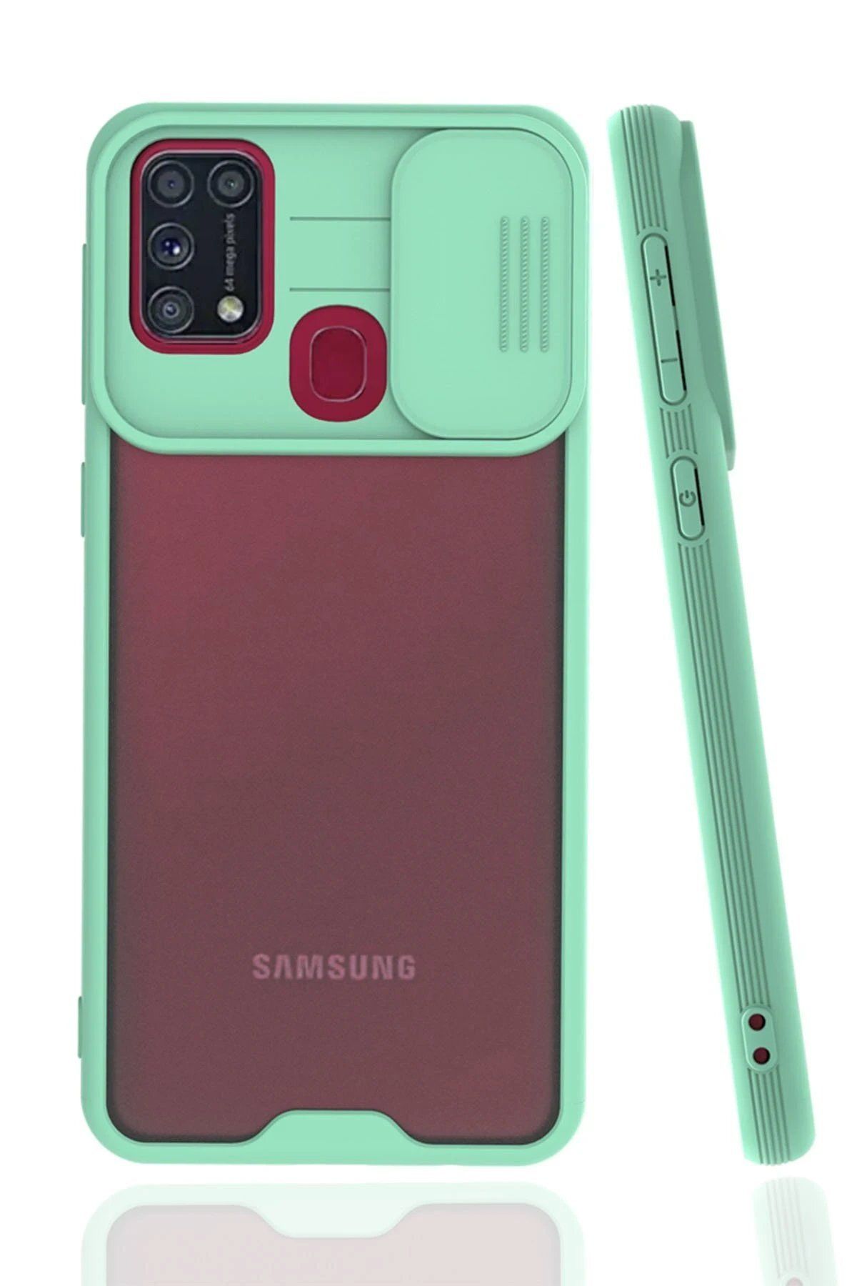 CepteToptan Newface Samsung Galaxy M31 Kılıf Platin Kamera Koruma Silikon - Açık Yeşil