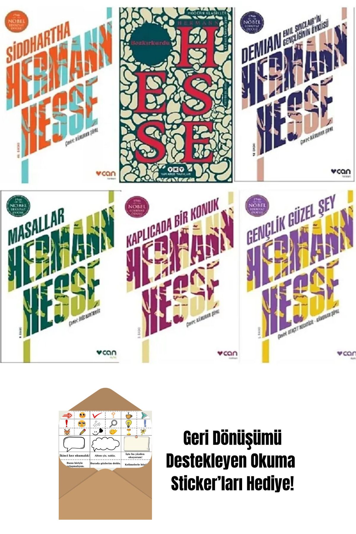 Can Yayınları Hermann Hesse 6 Kitap Set + Okuma Sticker'ları