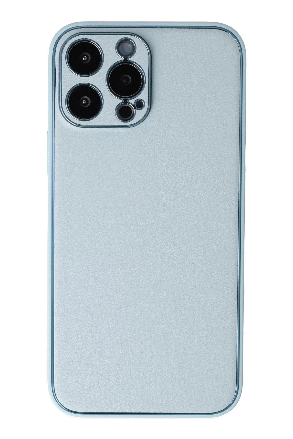 CepteToptan Newface iPhone 13 Pro Max Kılıf Coco Deri Silikon Kapak - Turkuaz