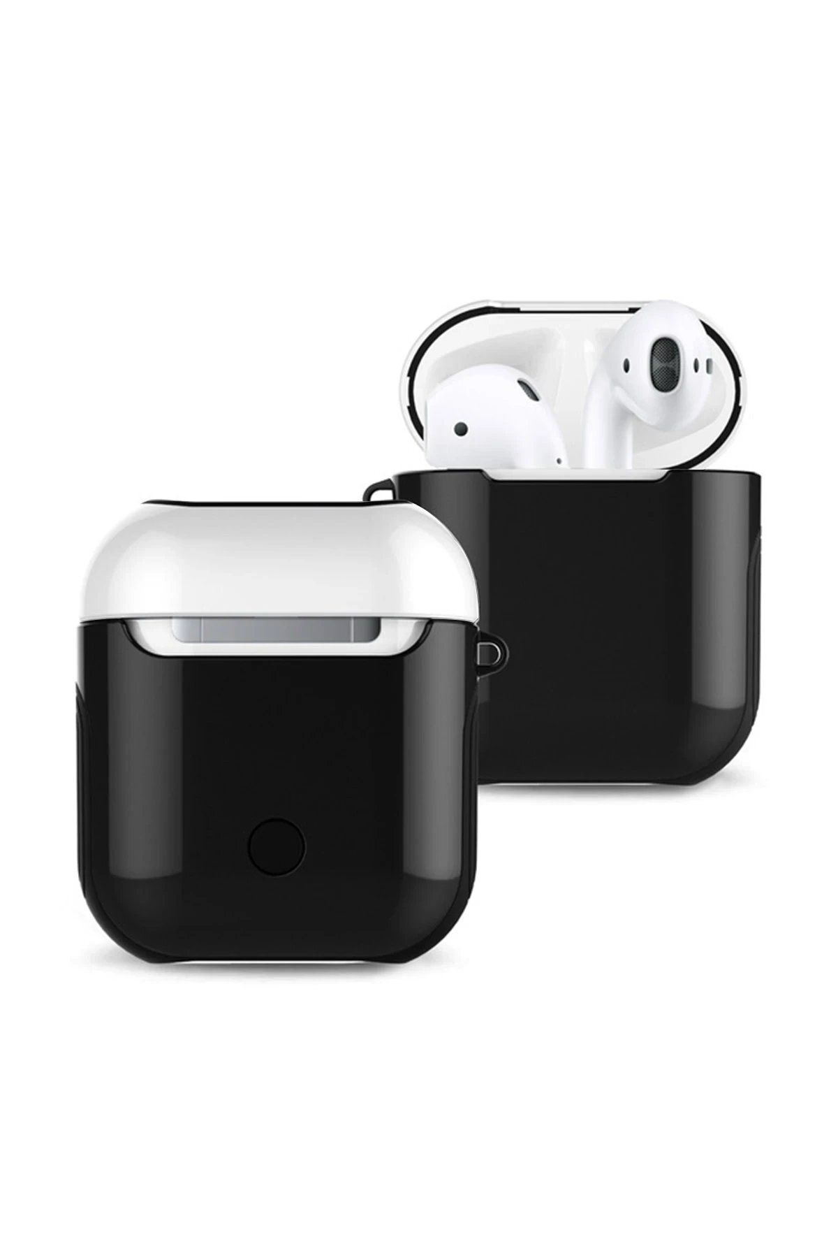 CepteToptan Newface Airpods 2 (2.nesil) 3in1 Kılıf - Siyah-Beyaz