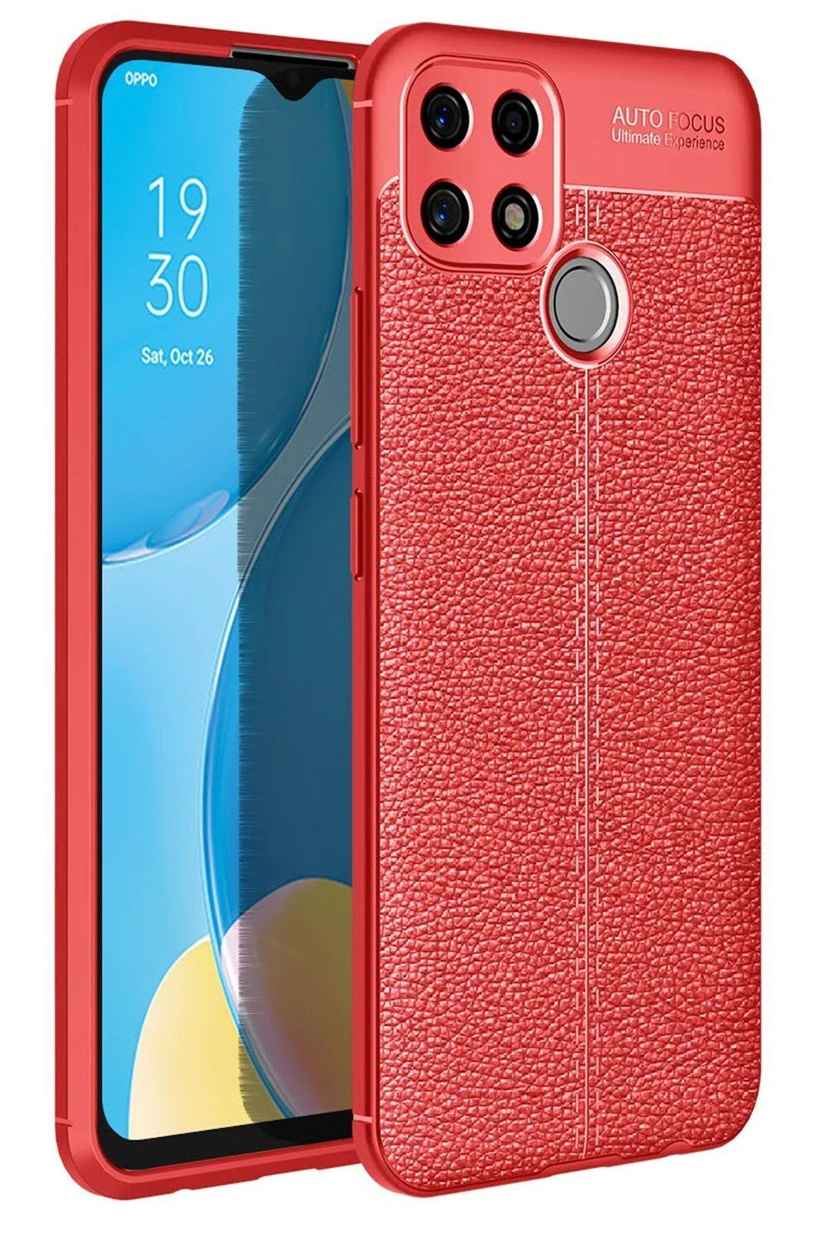 CepteToptan Newface Oppo A15 Kılıf Auto Focus Kapak - Kırmızı