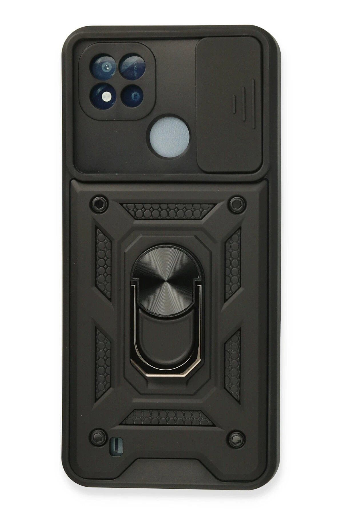 CepteToptan Newface Realme C11 2021 Kılıf Pars Lens Yüzüklü Silikon - Siyah