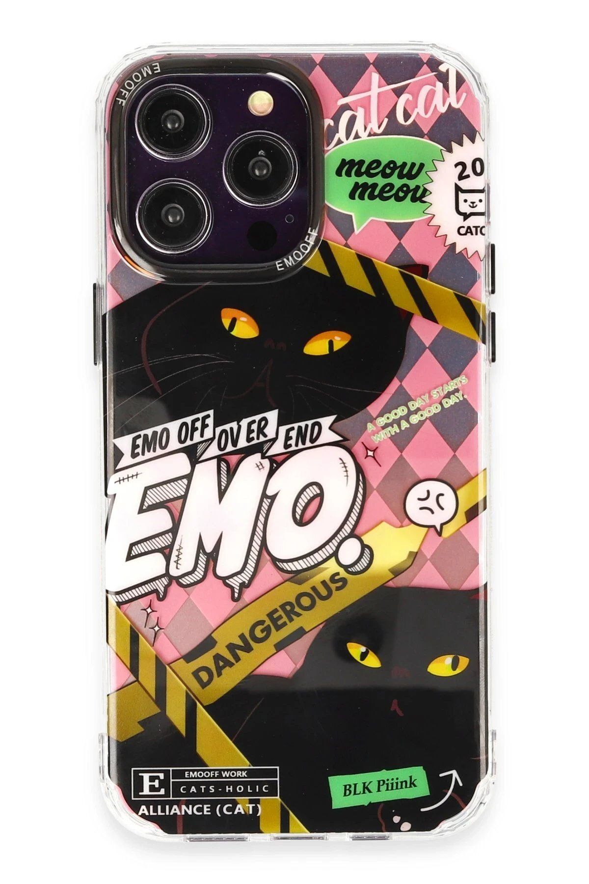 CepteToptan Keep Off iPhone 14 Pro Kılıf Cat Desenli Kapak - Cat - 2