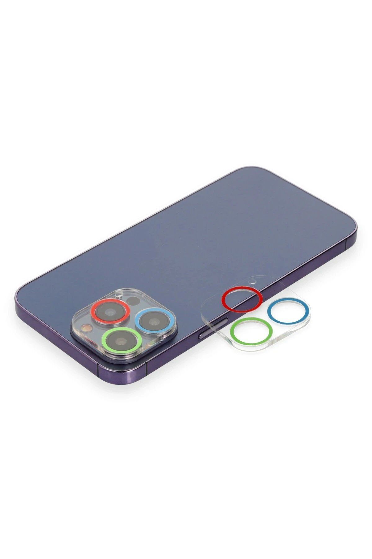 CepteToptan Newface iPhone 14 Pro Max Renkli Kamera Lens Koruma Cam - Mavi-Yeşil