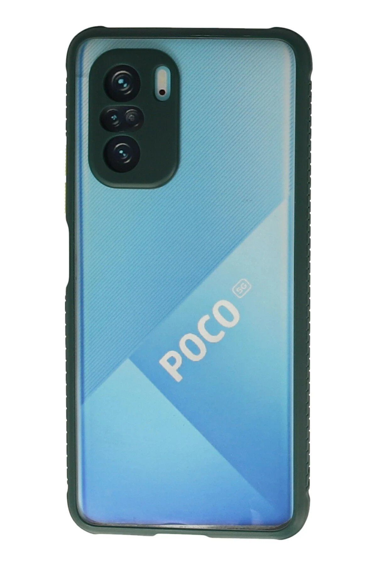 CepteToptan Newface Xiaomi Poco F3 Kılıf Miami Şeffaf Silikon - Koyu Yeşil
