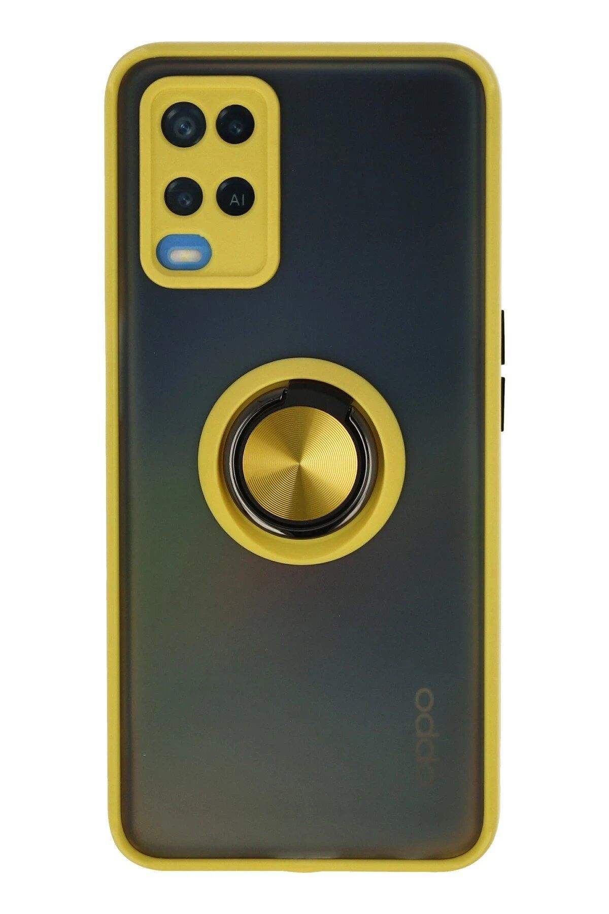 CepteToptan Newface Oppo A54 4G Kılıf Montreal Yüzüklü Silikon Kapak - Sarı
