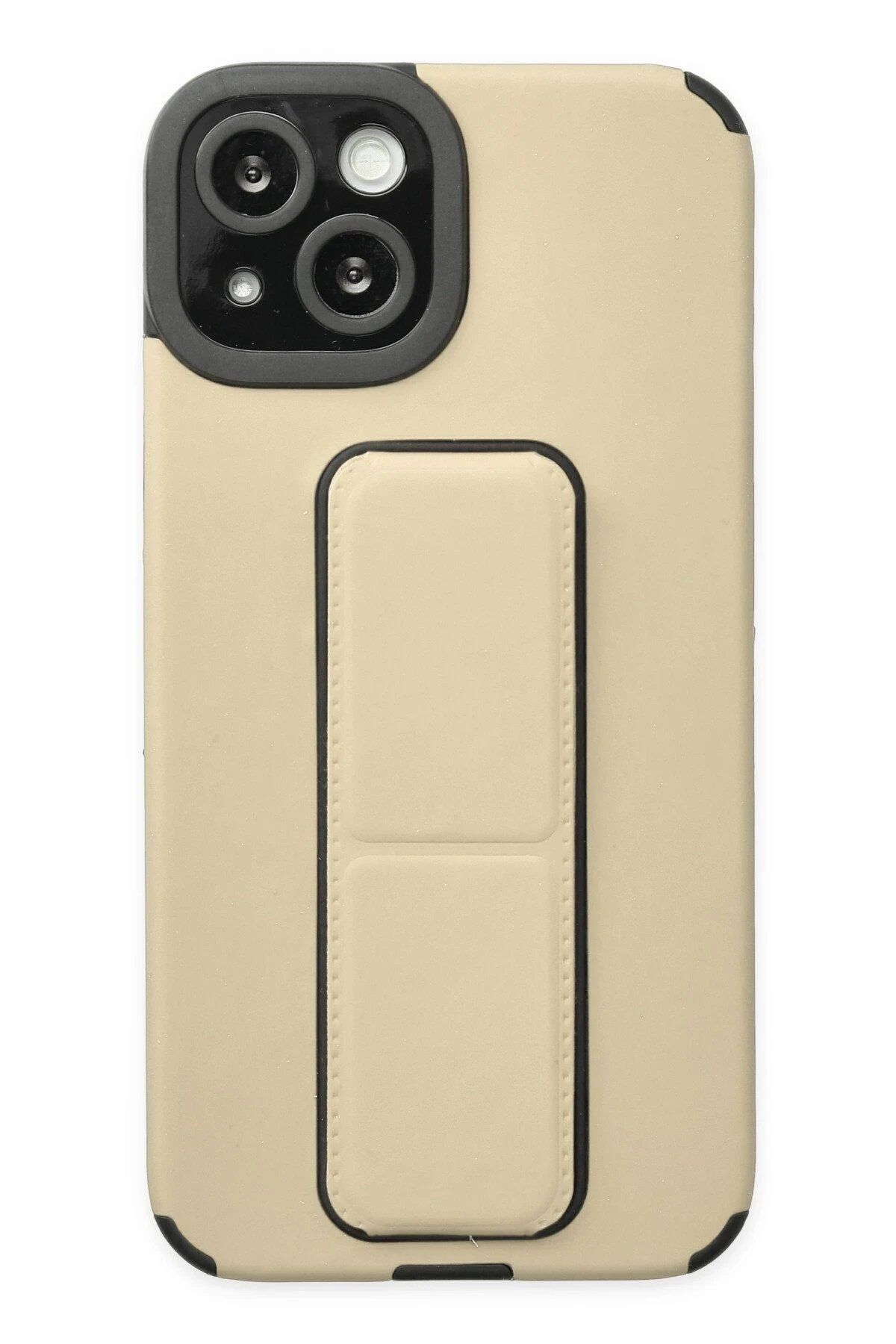 CepteToptan Newface iPhone 14 Plus Kılıf Mega Standlı Silikon - Gold