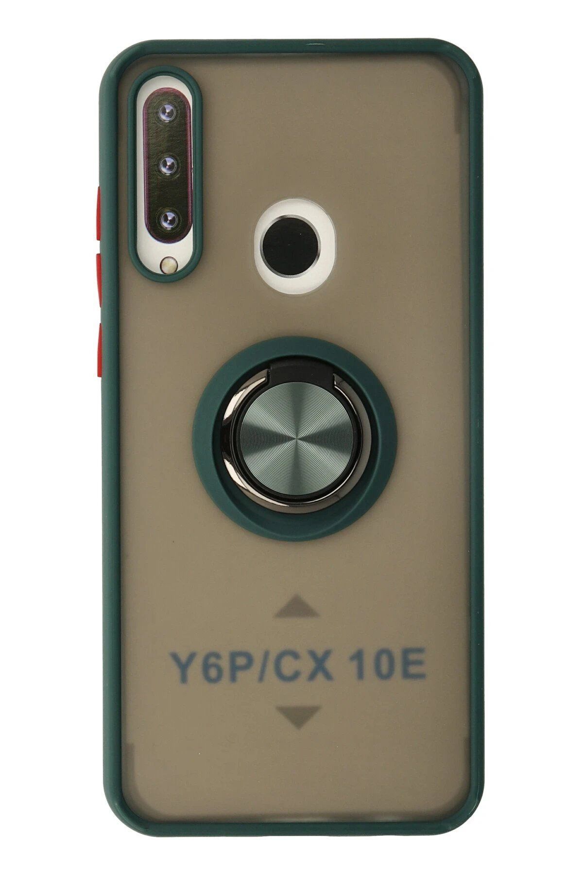 CepteToptan Newface Huawei Y6P Kılıf Montreal Yüzüklü Silikon Kapak - Yeşil