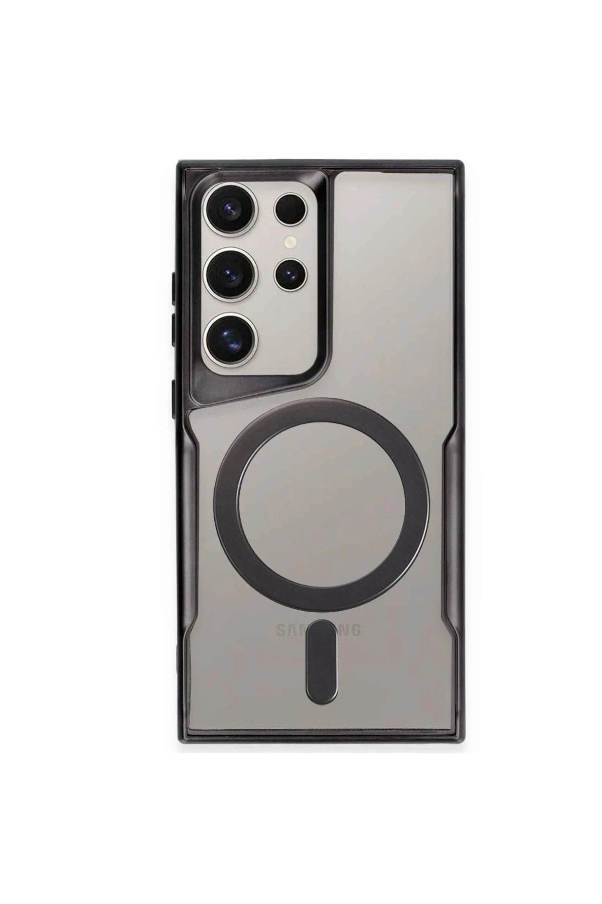 Balesso Newface Samsung Galaxy S24 Ultra Kılıf Boyi Magsafe Silikon Kapak - Siyah