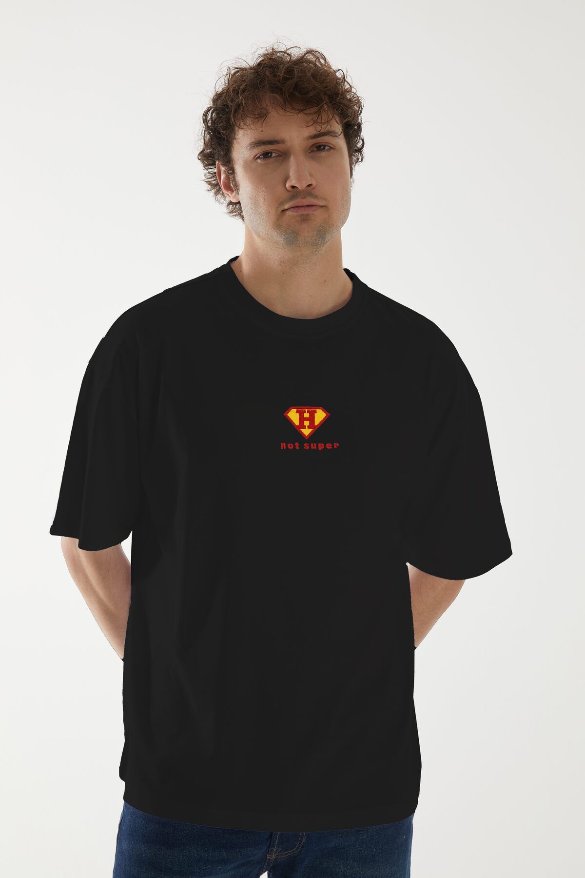 Vita Atelier 'Human 2.0 ' Nakışlı, Erkek Yarım Oversize Tshirt