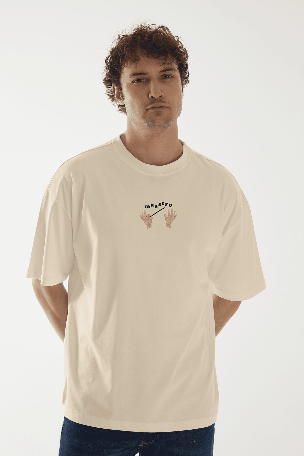 Vita Atelier 'Maestro 2.0 ' Nakışlı, Erkek Yarım Oversize Tshirt