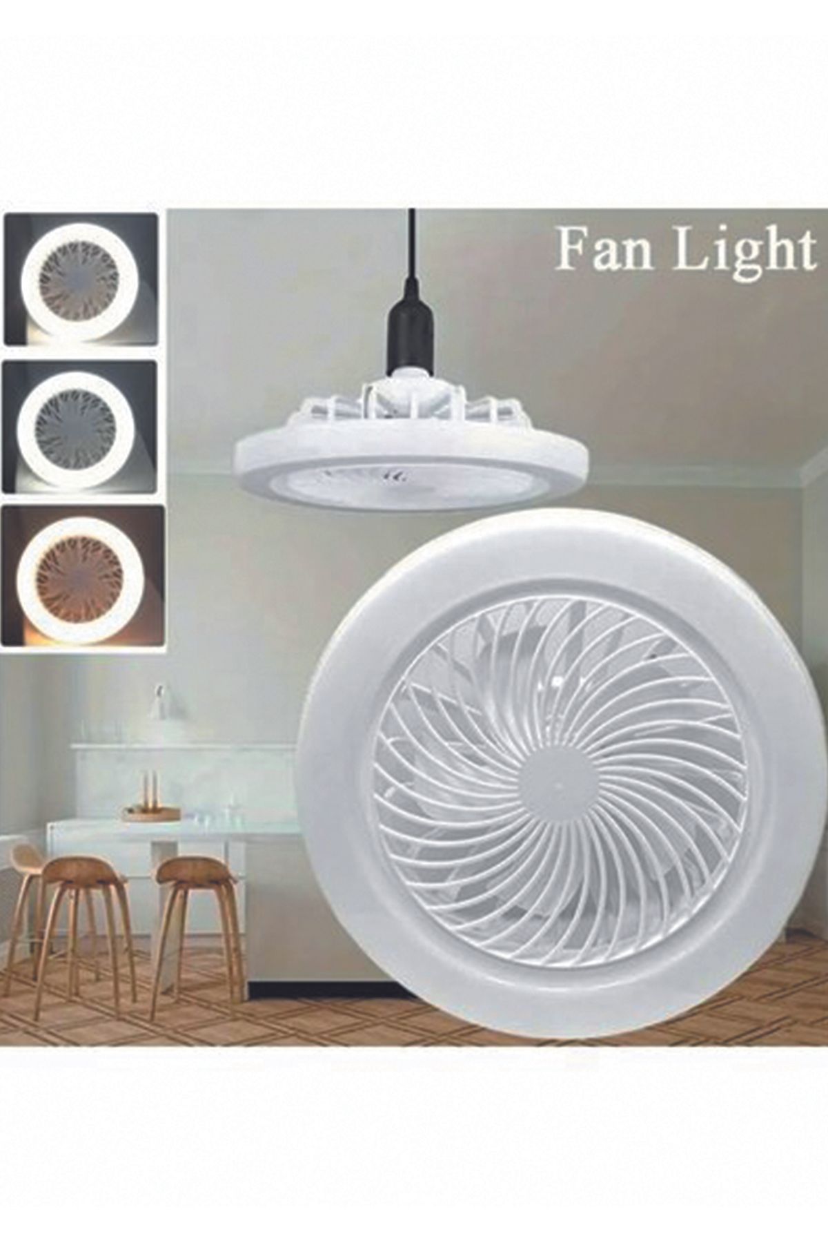 meltobe Or-Fs02 3 Işık Modlu 3 Fan Hızlı Kumandalı Pervaneli 50 Watt Led Fan Ampül
