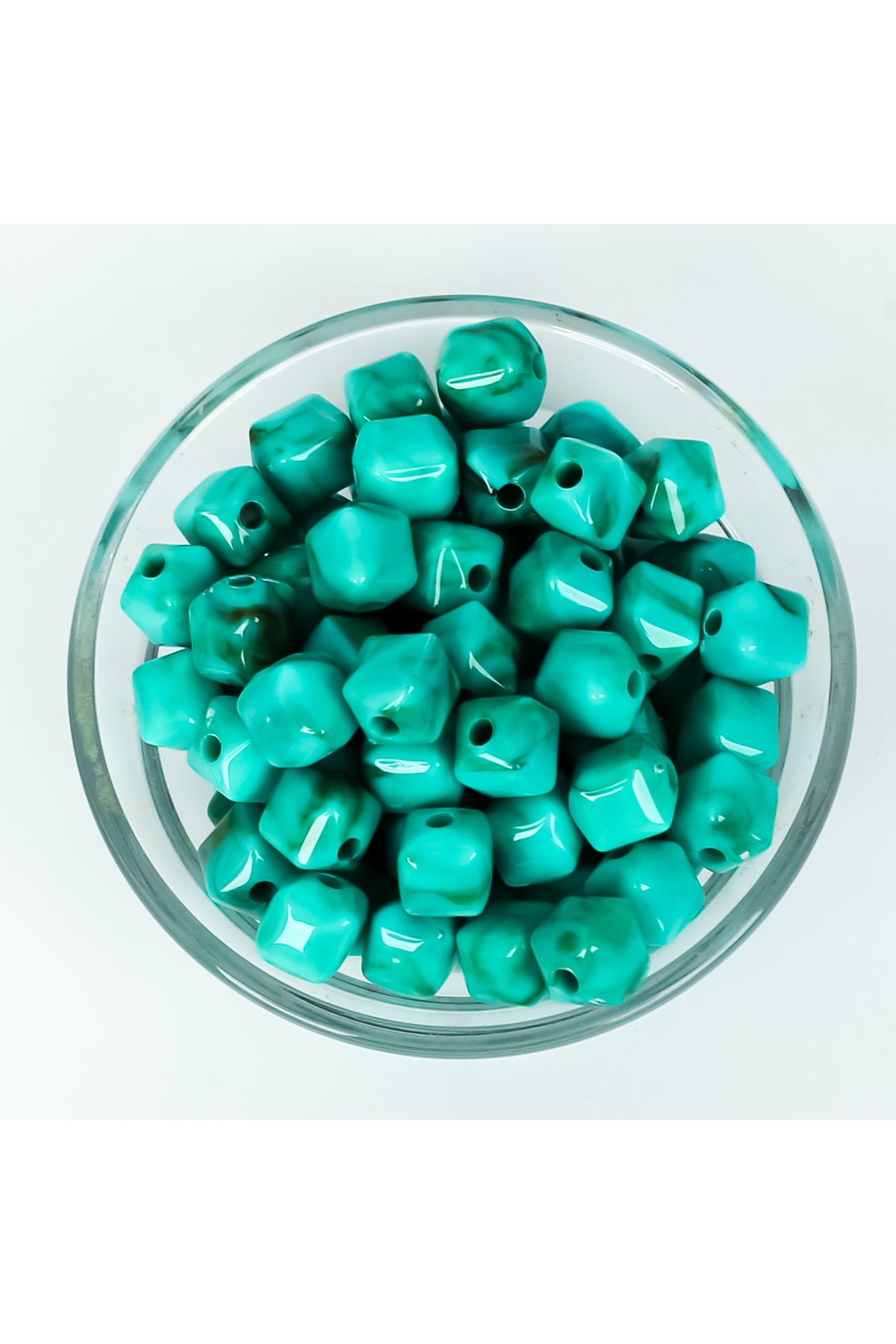 yfhobi 25 gram - 10x11 mm Firuze Desen Kübik Plastik Boncuk (25 gram - 30-33 Adet Arası)