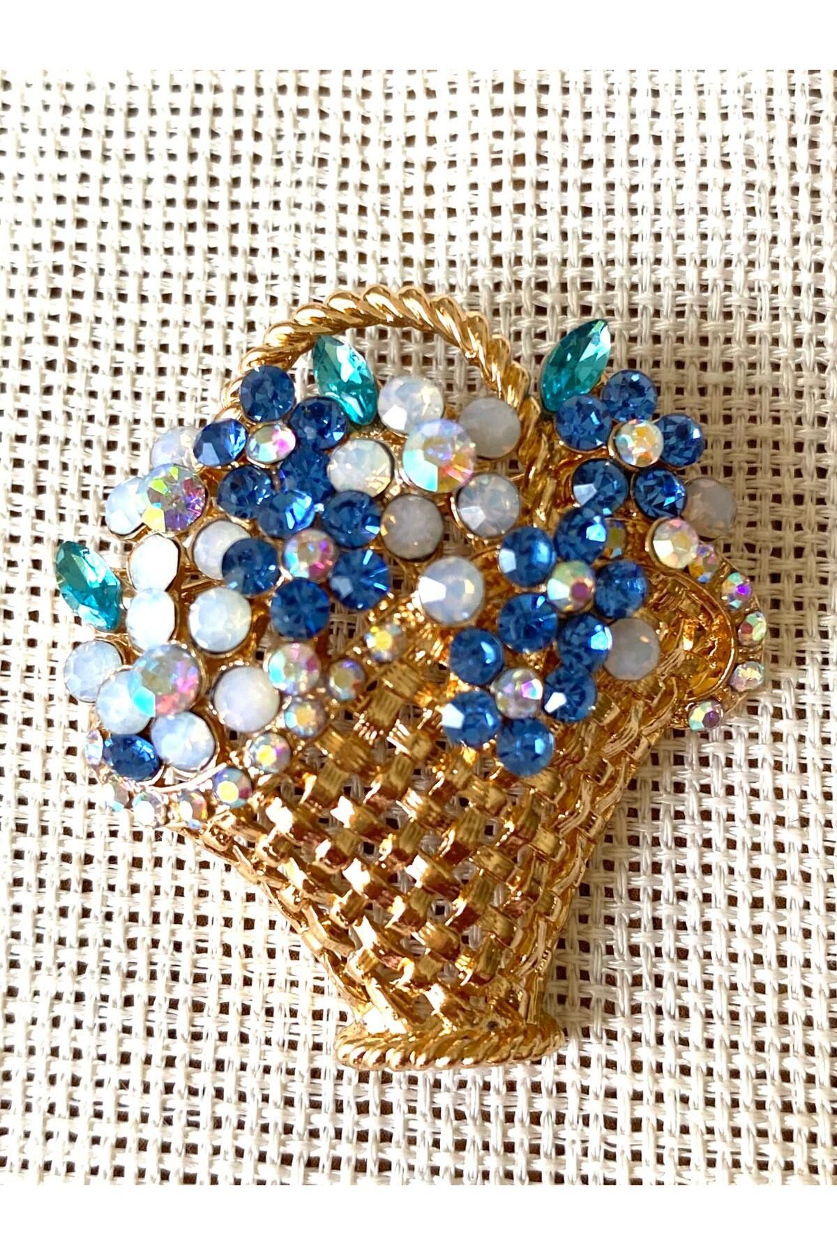 312 KONSEPT Çiçek Buketi Şık Yaka İğnesi-Broş (4x4 Cm) 1 Adet