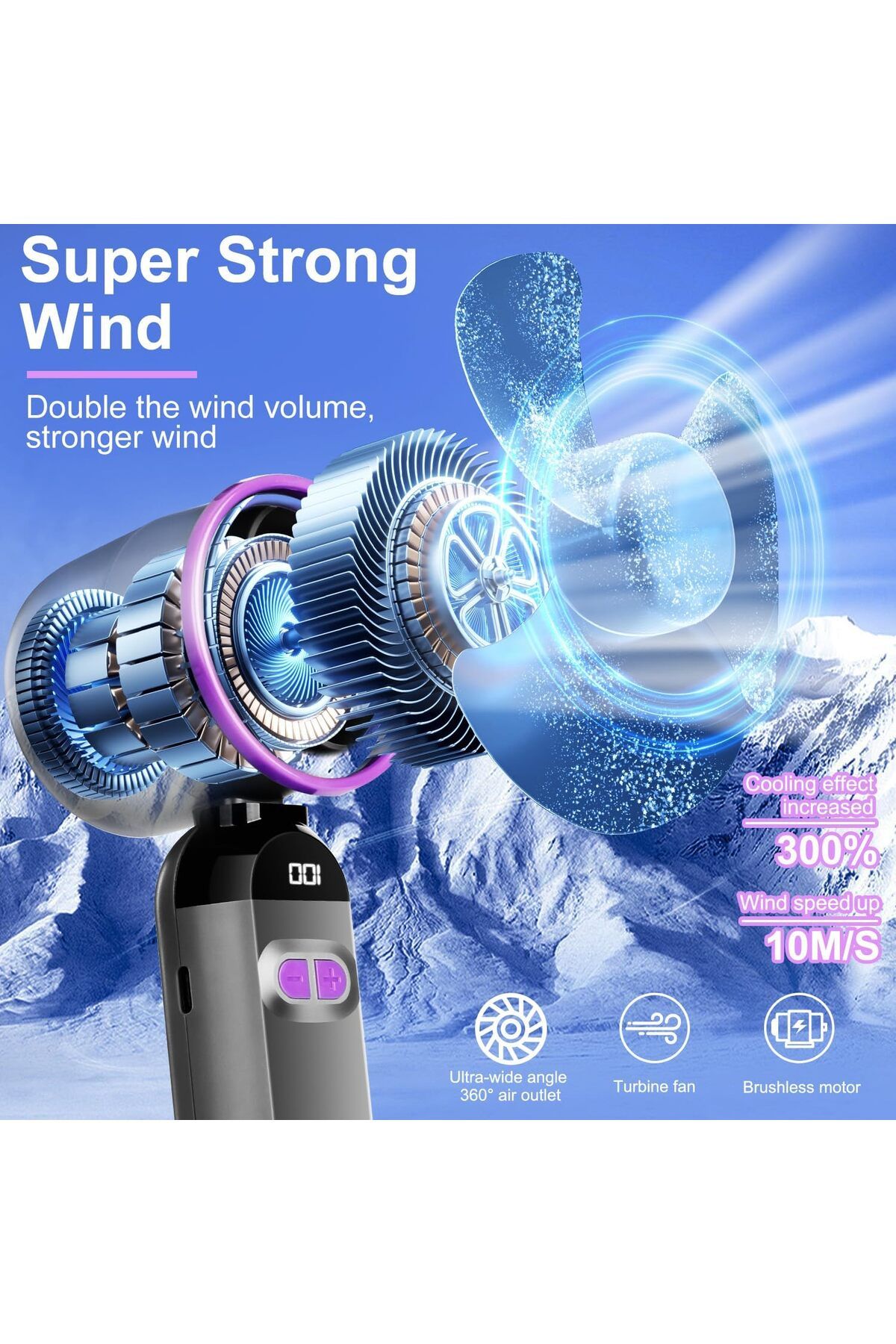 Generic-Portable Turbo Handheld Personal Fan for Travel and Office with USB Quick Cooling Feature (Gray) 5