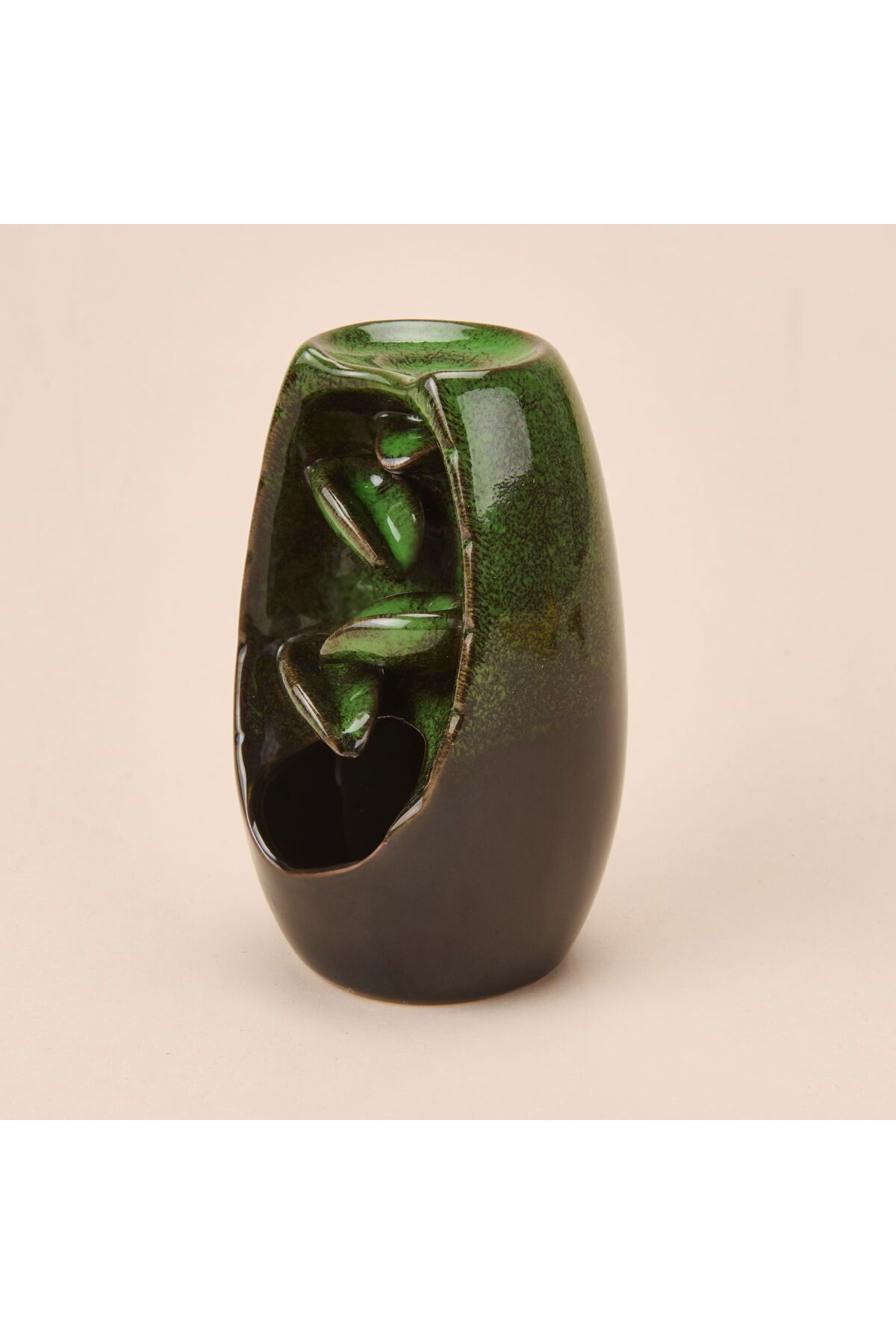 mystica Seramik Geri Akış Buhurdanlık ve Tütsülük - Yeşil - 13x8 cm