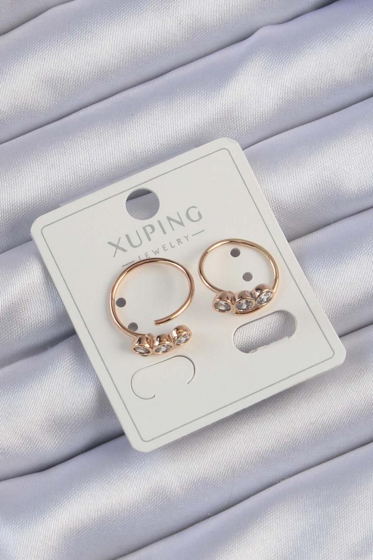 AfraBeauty 925 Ayar Paslanmaz Çelik Xuping Rose Zirkon Taşlı Su Yolu Küpe