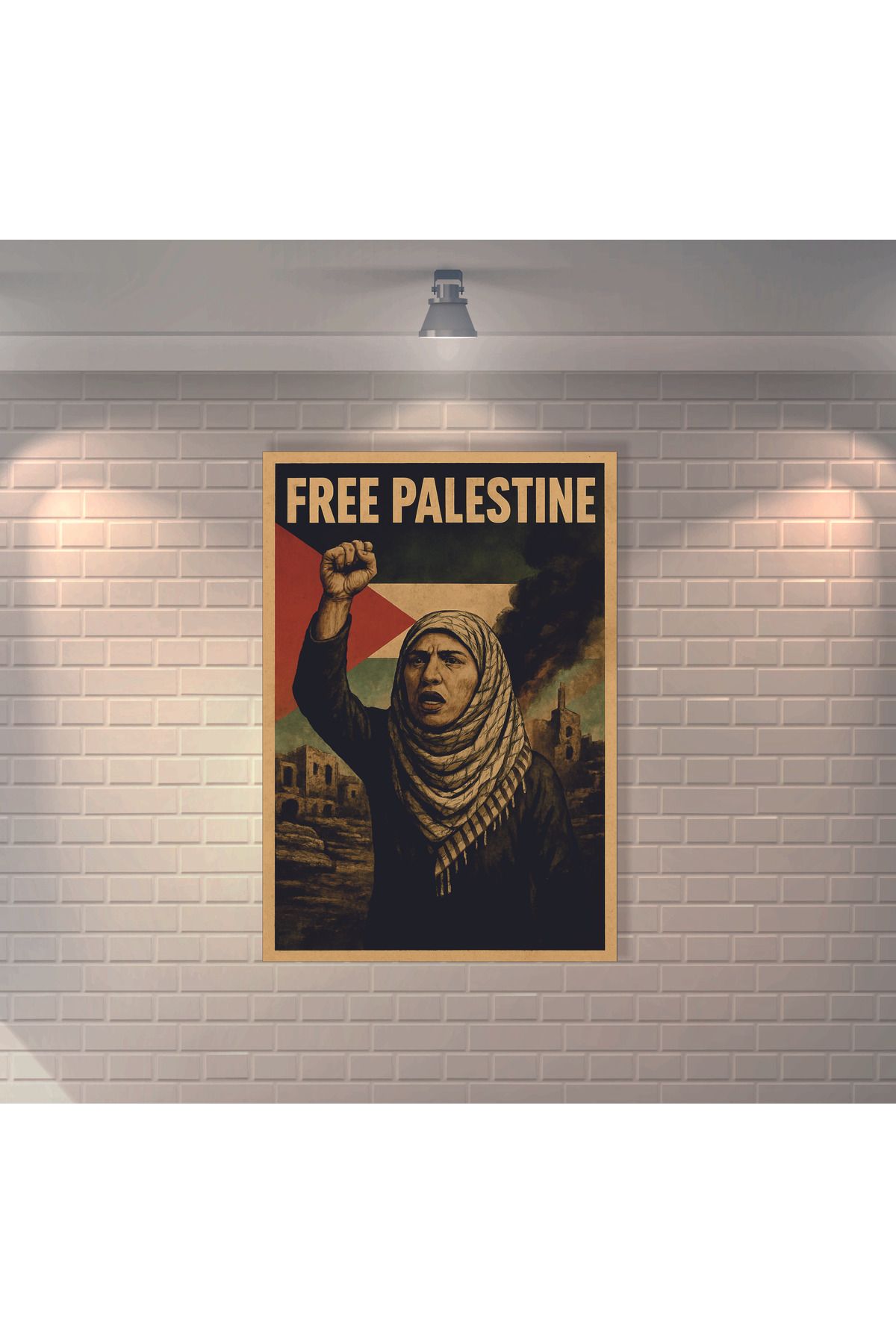BBO REKLAM Free Palestine 1 Retro MDF Duvar Dekarasyon Tablosu
