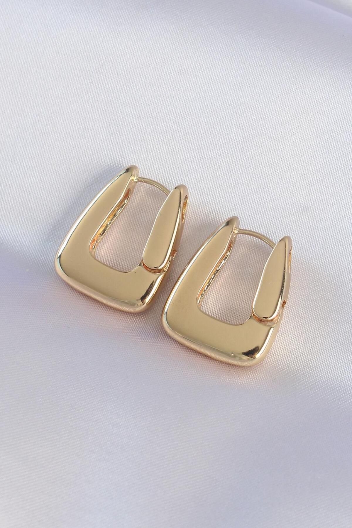 AfraBeauty 925 Ayar Paslanmaz Çelik Gold Kalın Küpe