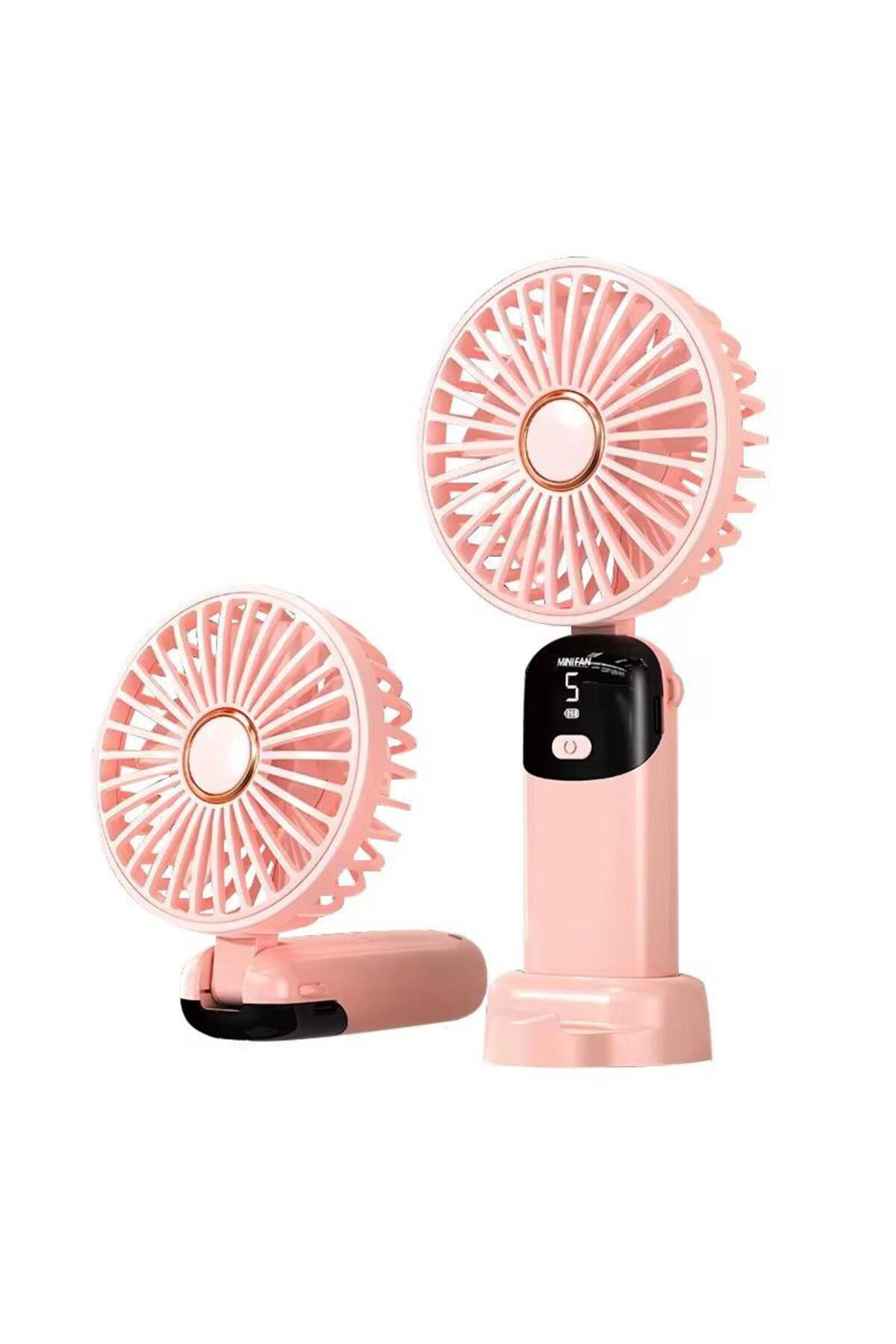 Blooming Plus Digital Taşınabilir Şarjlı Mini Vantilatör Pembe