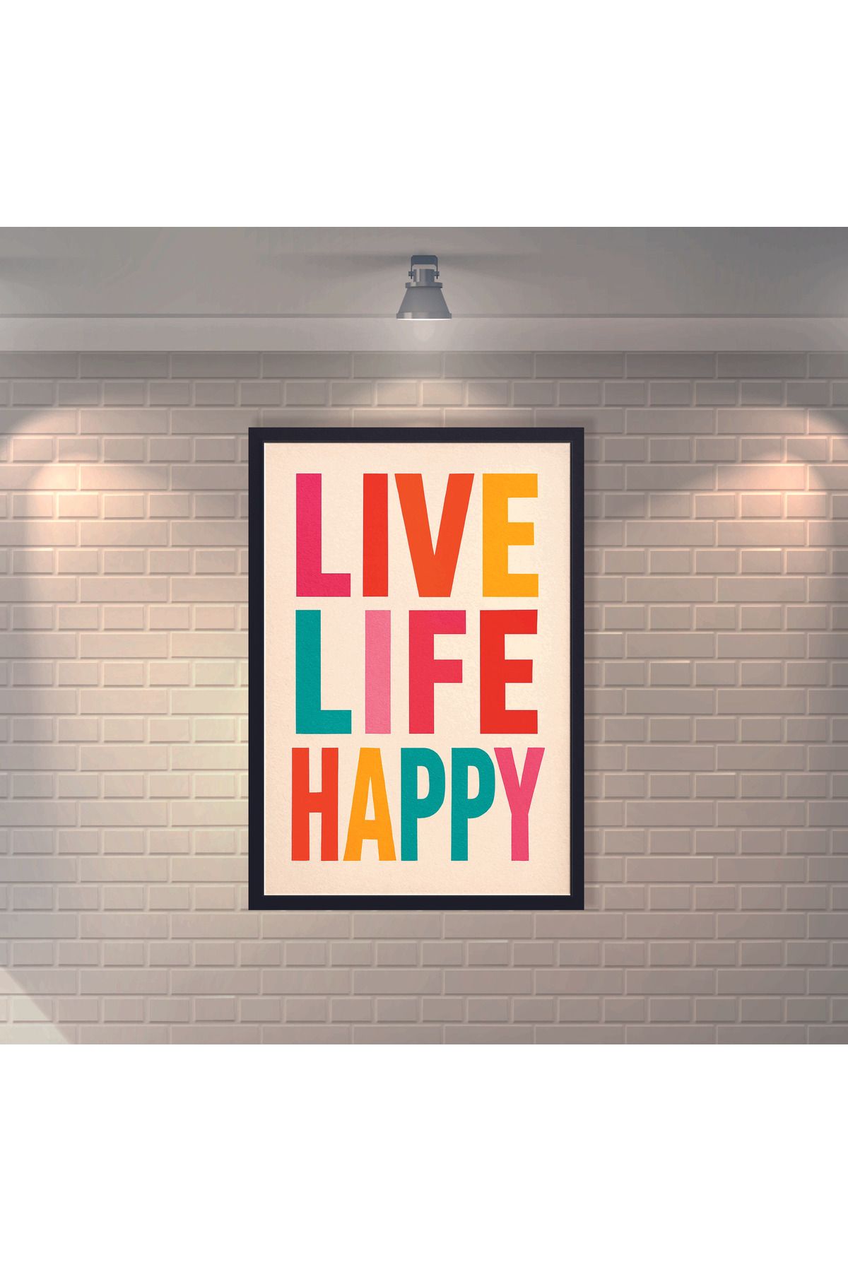 BBO REKLAM Live Life Happy Retro MDF Duvar Dekarasyon Tablosu