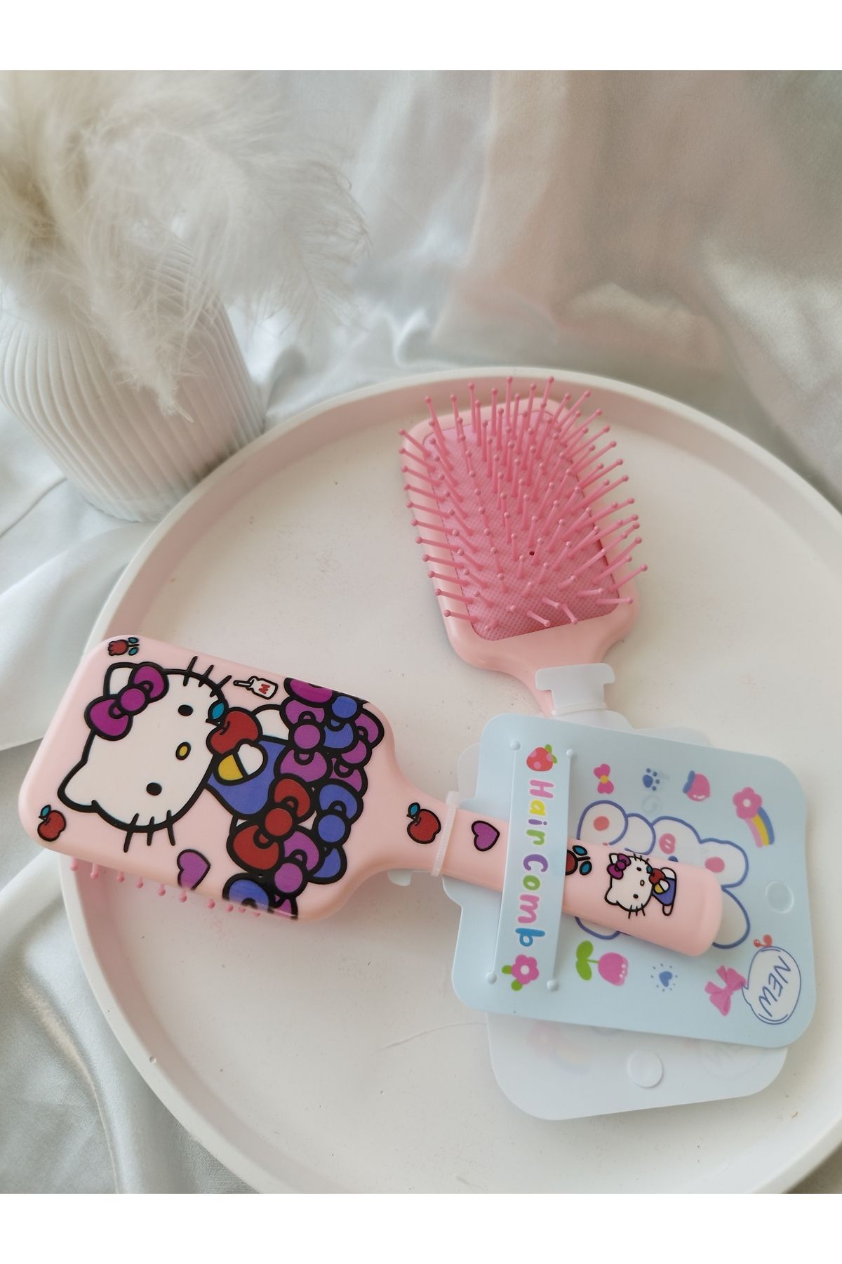 LADYBİRDAKSESUAR Karakterli renkli Çocuk tarağı Dikdörtgen Hellooo kitty