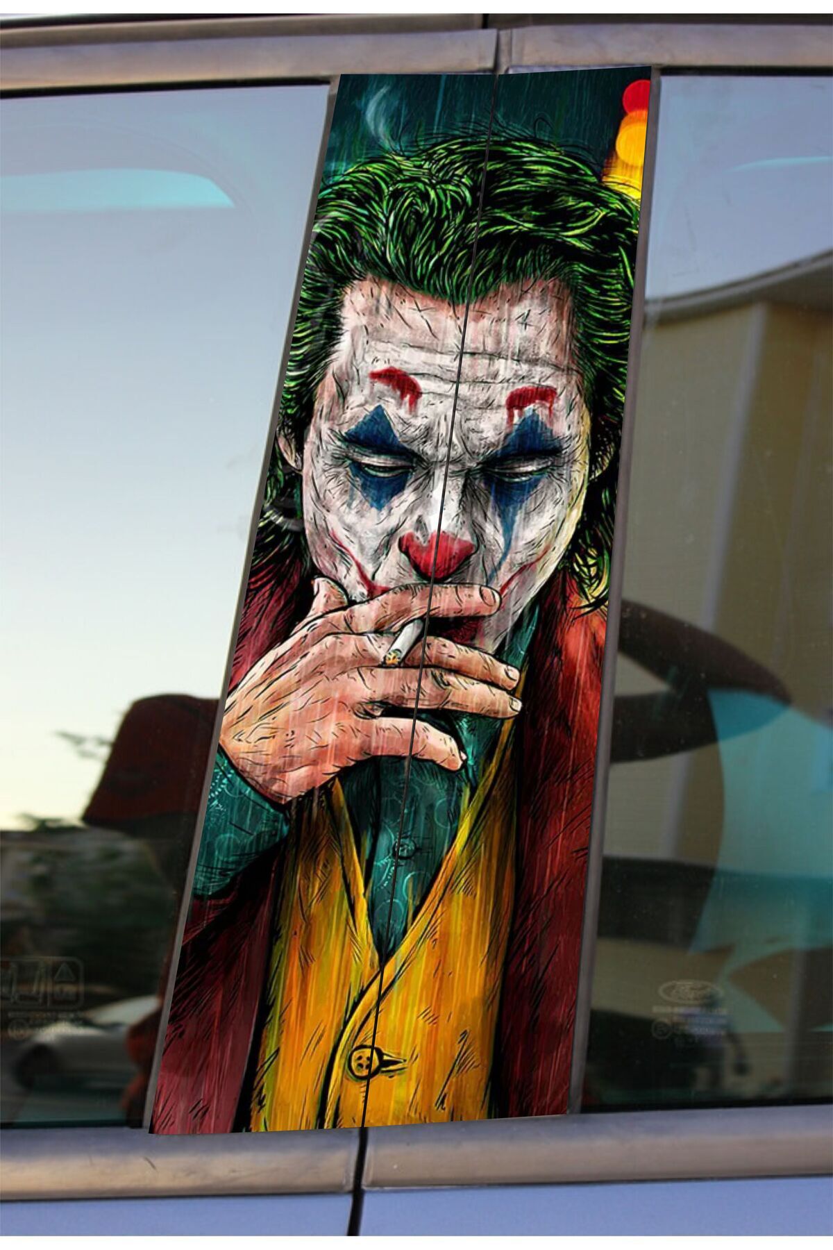 hediyenebak Joker Yüzü Maske Seri 1 Baskılı Araç Kapı Direk Kaplama Folyo Sticker 2'li (SAĞ&SOL)