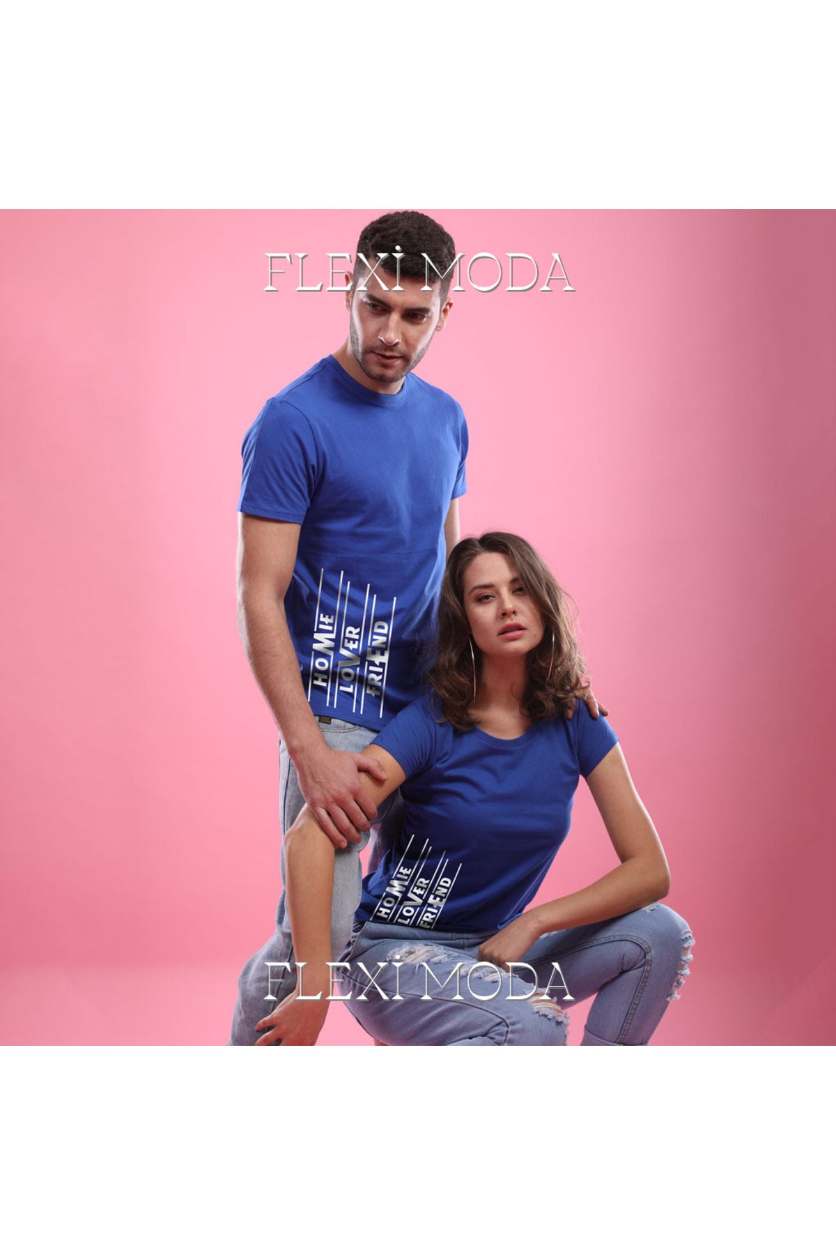 Hunors Sportswear & Company Home Lover Friend Anniversary Temalı Sevgili Çift Kombini Oversize 2'li Tişört