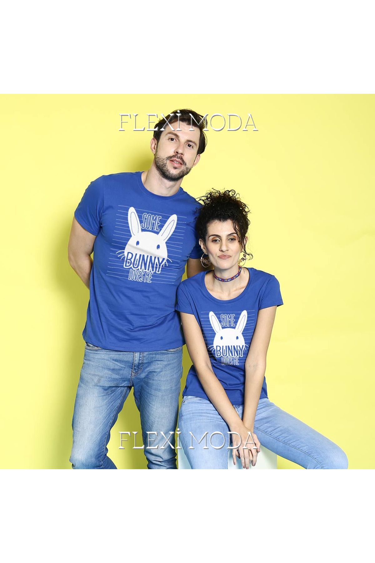 Hunors Sportswear & Company Some Bunny Loves Me Temalı Sevgili Çift Kombini Oversize 2'li Tişört