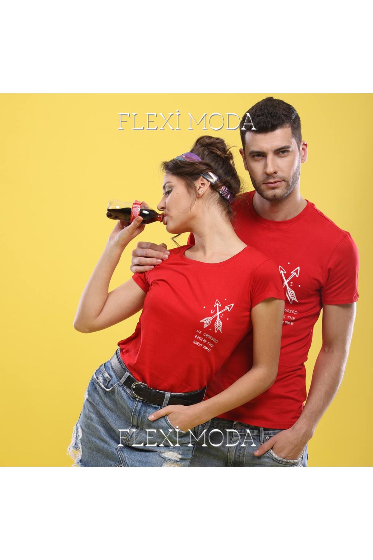 Hunors Sportswear & Company Right Timing, Couples Temalı Sevgili Çift Kombini Oversize 2'li Tişört