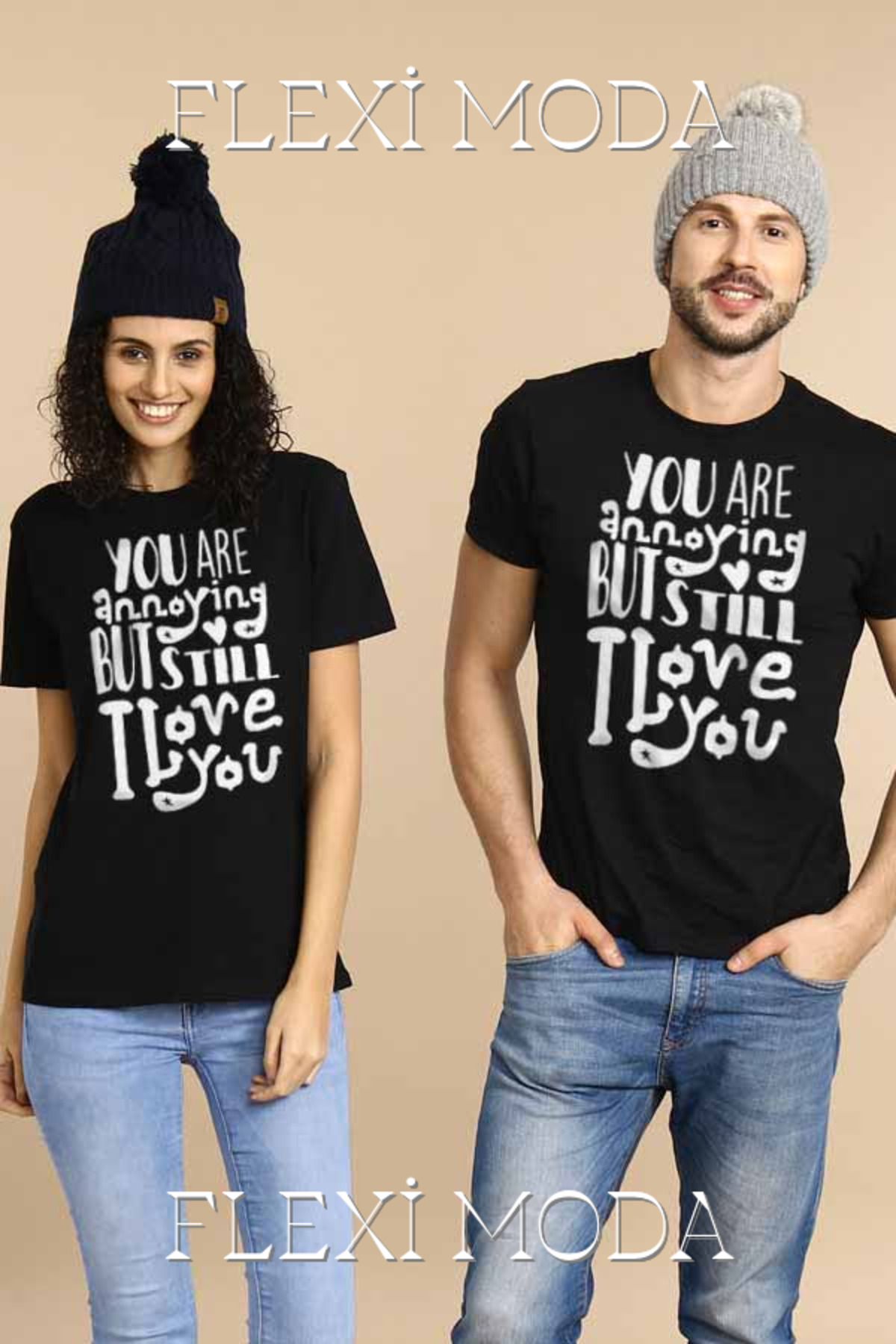 Hunors Sportswear & Company You Annoy Me Combo Tee Yazılı Sevgili Çift Kombini Oversize 2'li Tişört