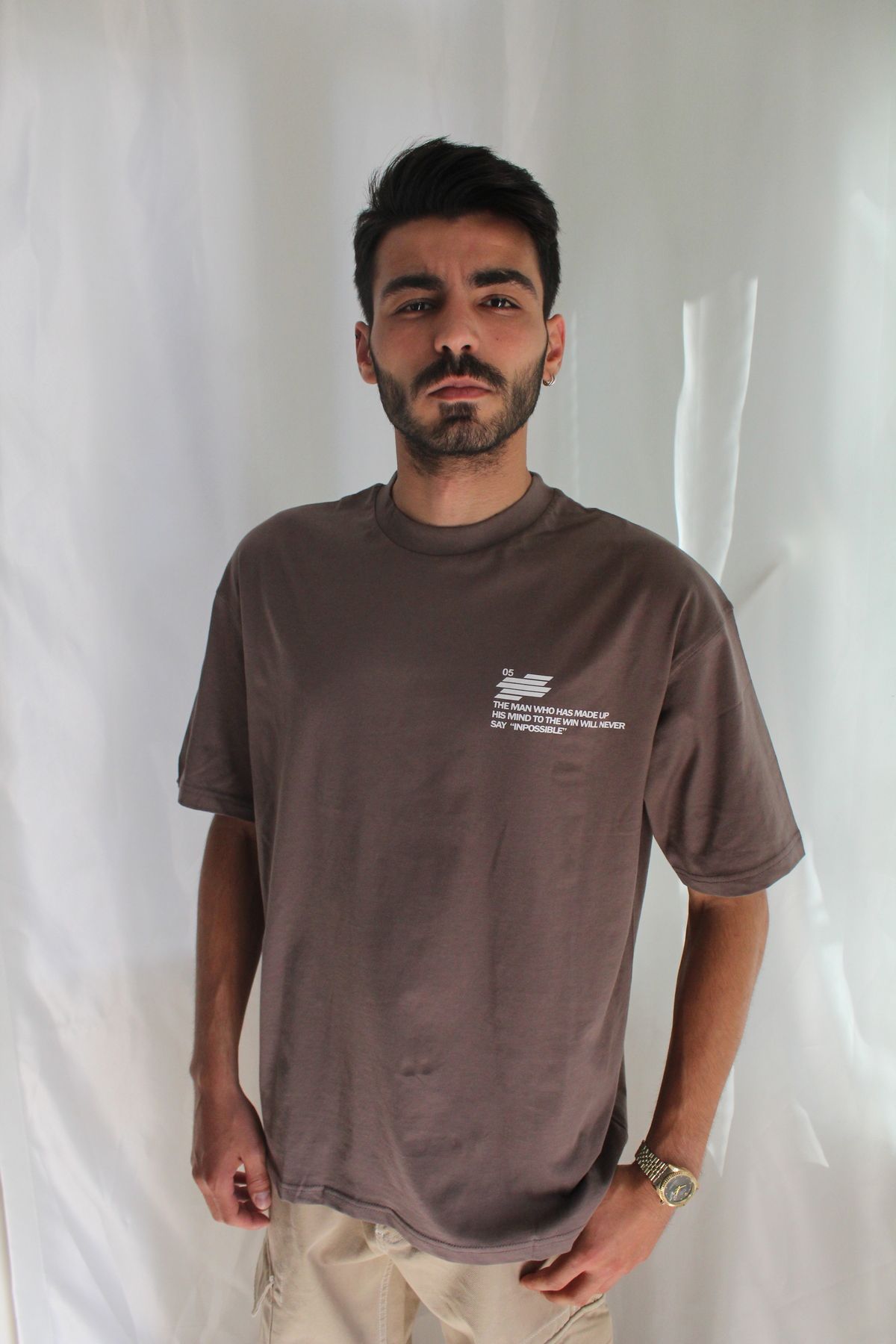 Modontik Erkek %100 Pamuk Ön Ve Arka Baskılı Oversize T-shirt