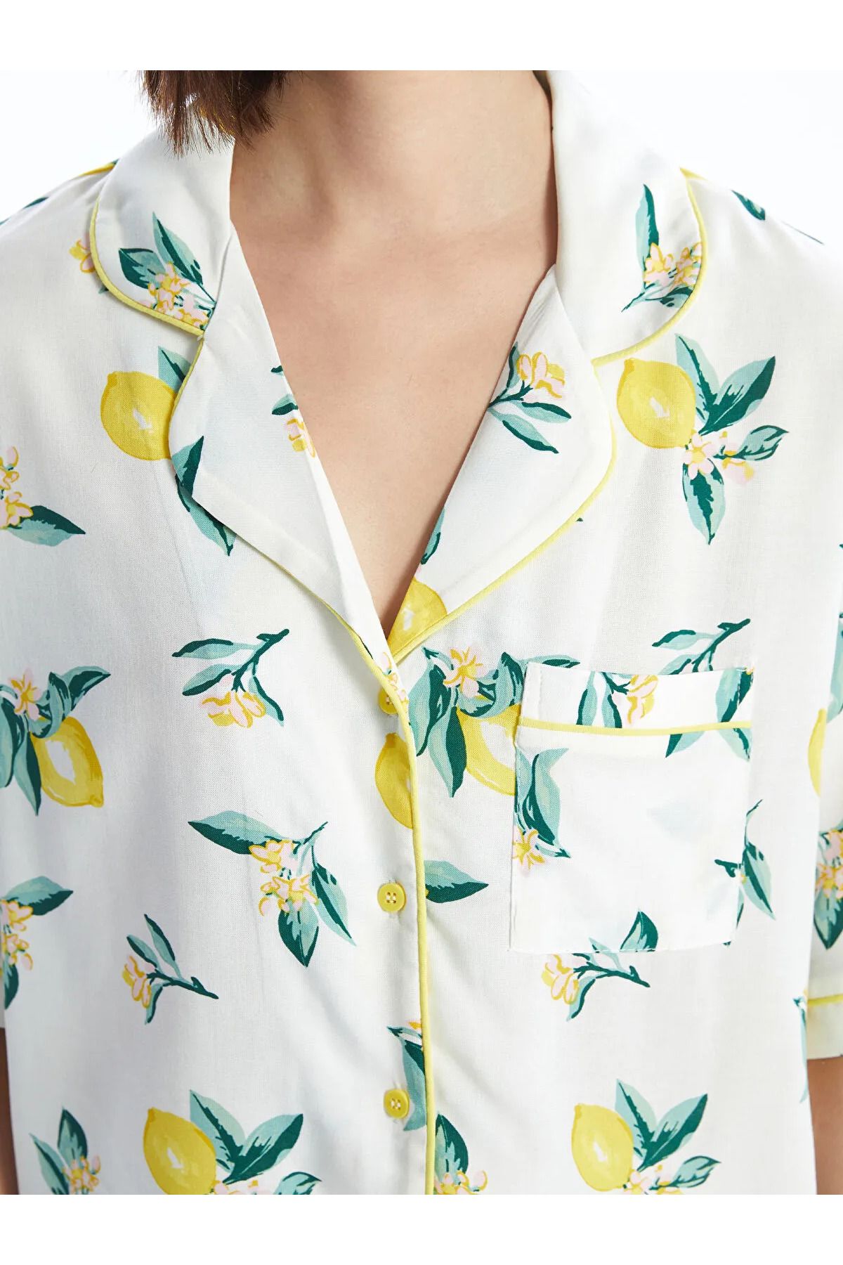LC Waikiki Gömlek Yaka Baskılı Kadın Pijama Takımı