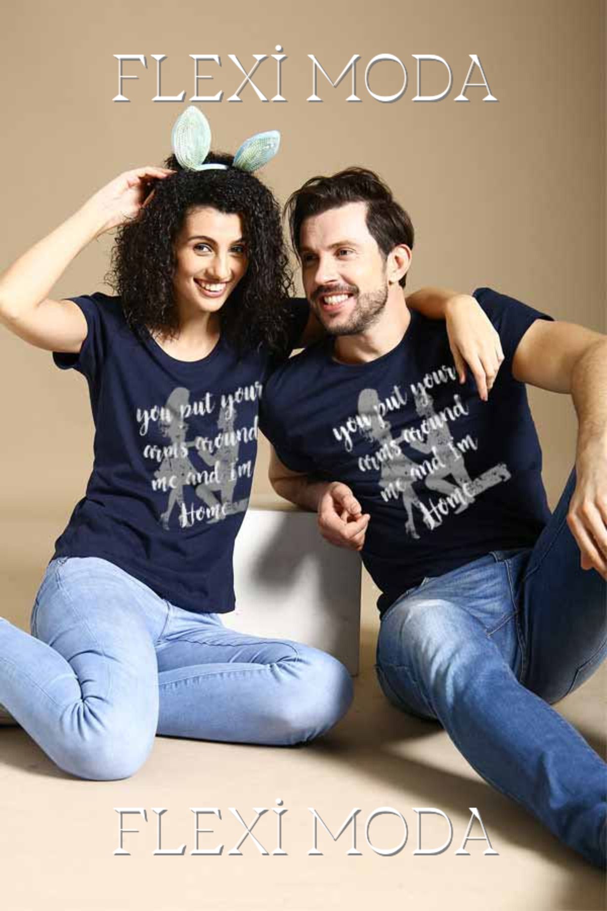 Hunors Sportswear & Company You Put Your Arms Around Me Yazılı Sevgili Çift Kombini Oversize 2'li Tişört