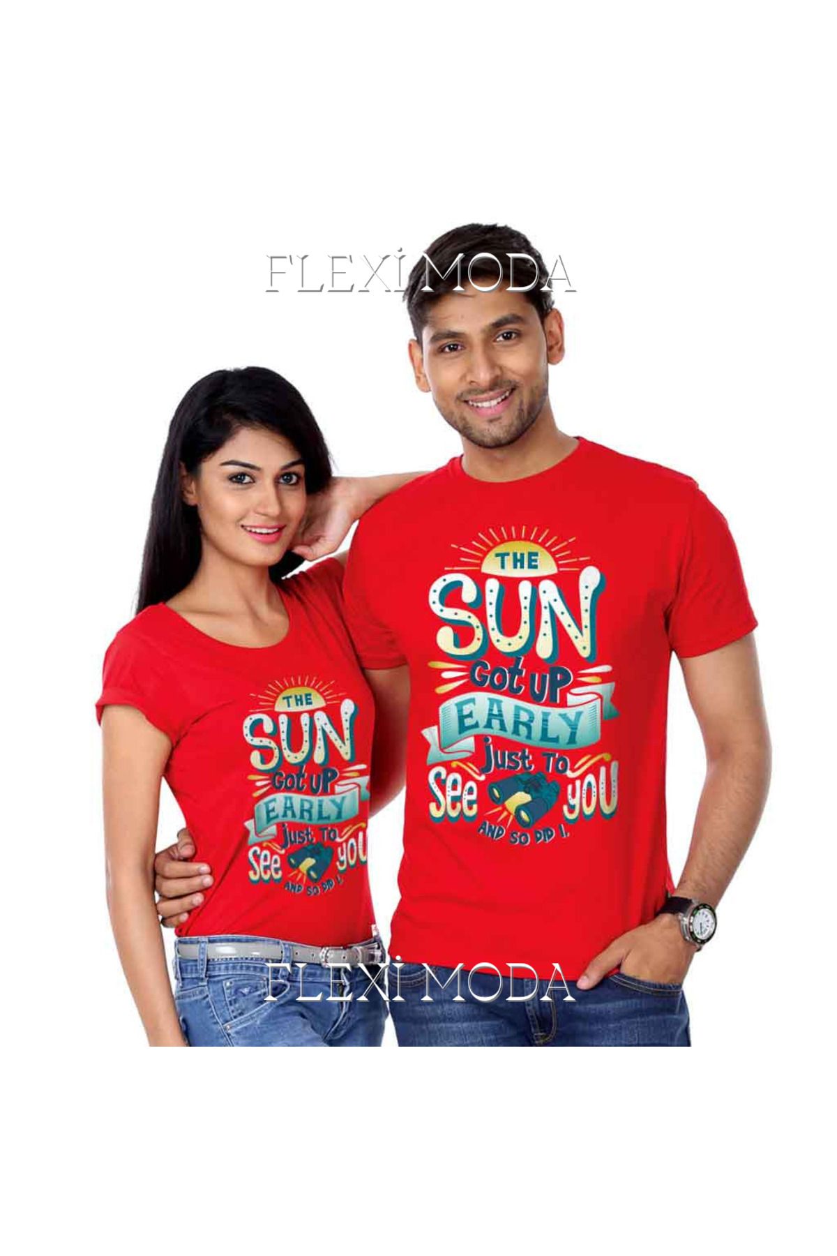 Hunors Sportswear & Company The Sun Got Up Early Temalı Sevgili Çift Kombini Oversize 2'li Tişört