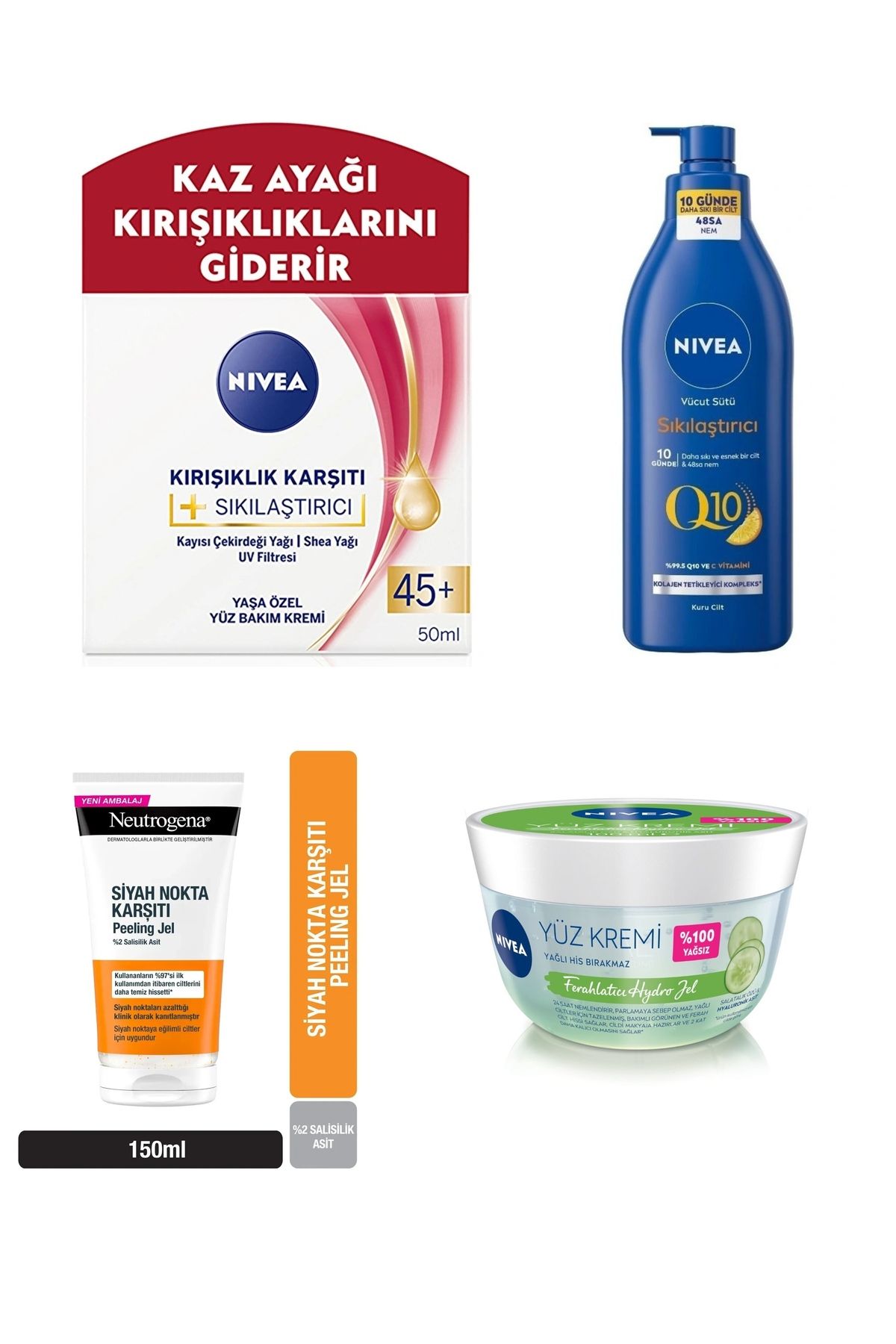 Neutrogena Anne Kız Cilt Bakım Seti Sıkılaştırıcı Krem - Losyon - Ferahlatıcı - Siyah Nokta Karşıtı Krem