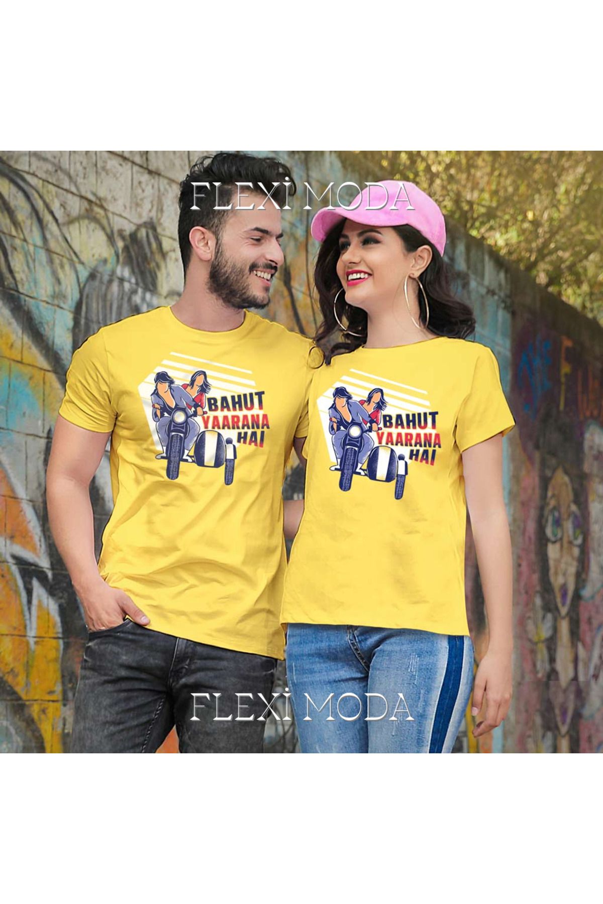 Hunors Sportswear & Company Bahut Yaarana Hai Temalı Sevgili Çift Kombini Oversize 2'li Tişört