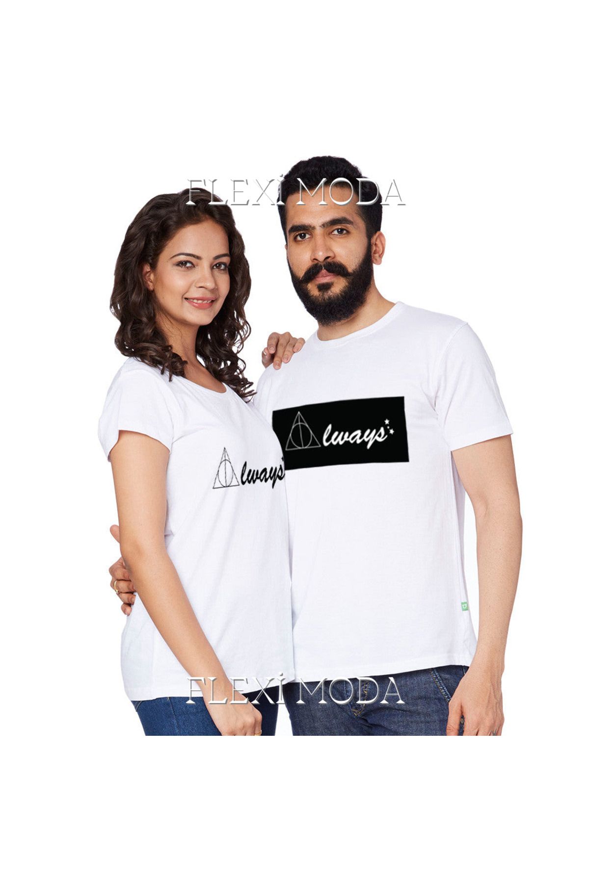 Hunors Sportswear & Company Always Yazılı Sevgili Çift Kombini Oversize 2'li Tişört