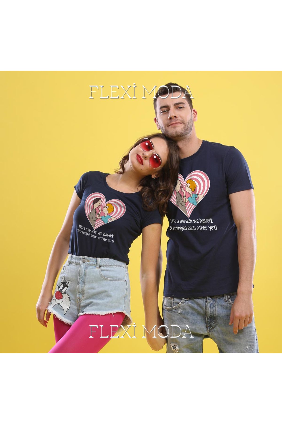 Hunors Sportswear & Company Miracle Anniversary Temalı Sevgili Çift Kombini Oversize 2'li Tişört