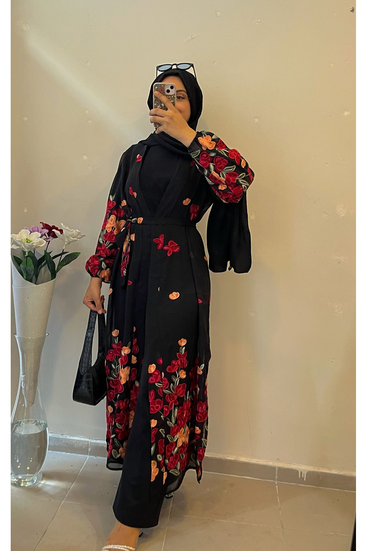 DİLEKBUTİK Nakış detaylı şifon yazlık kimono