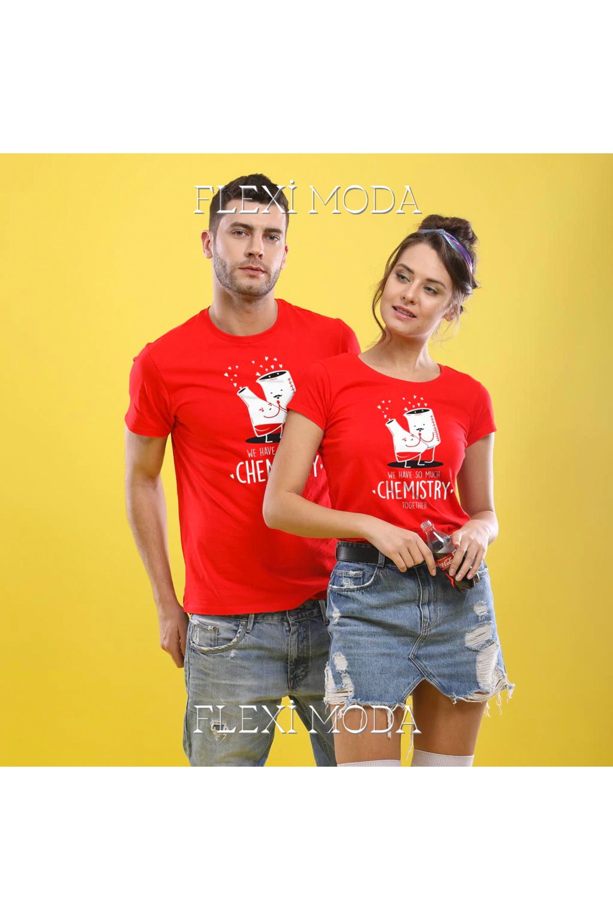 Hunors Sportswear & Company Chemistry Combo Tee Temalı Sevgili Çift Kombini Oversize 2'li Tişört